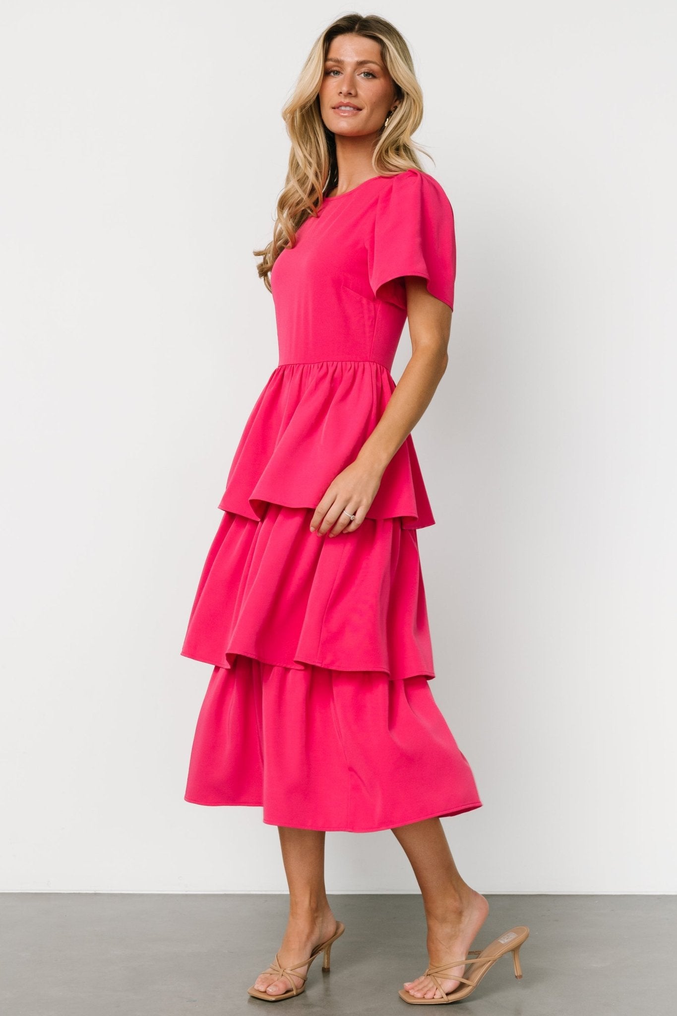 Cadenza Tiered Maxi Dress | Deep Pink Newest Online