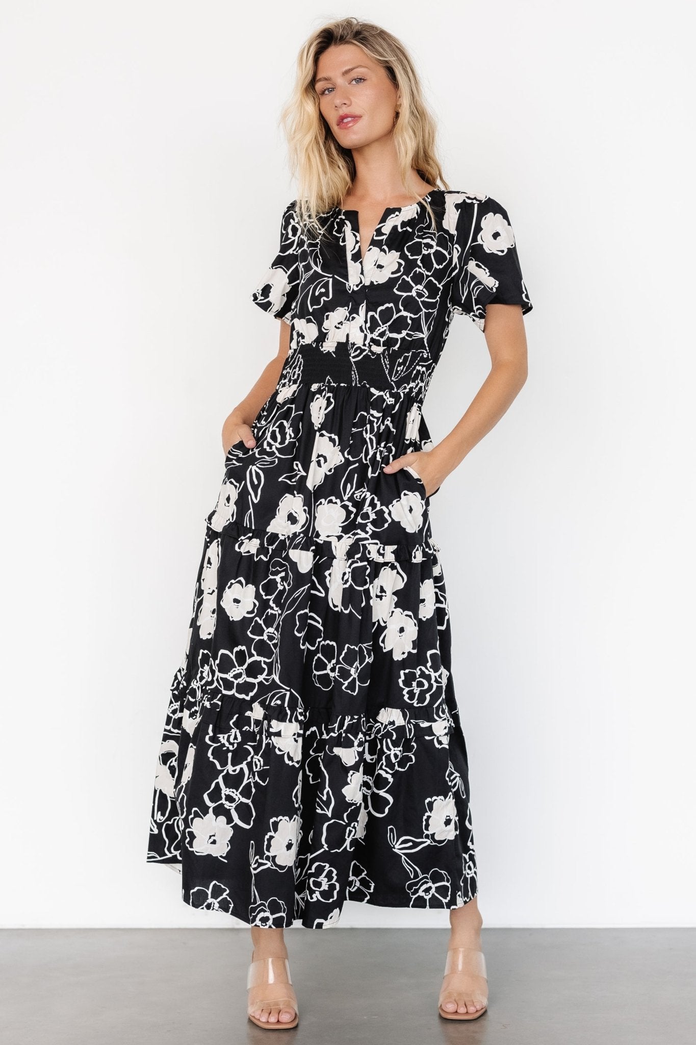 Kiana Poplin Maxi Dress | Black + Cream Outlet 2025 Unisex