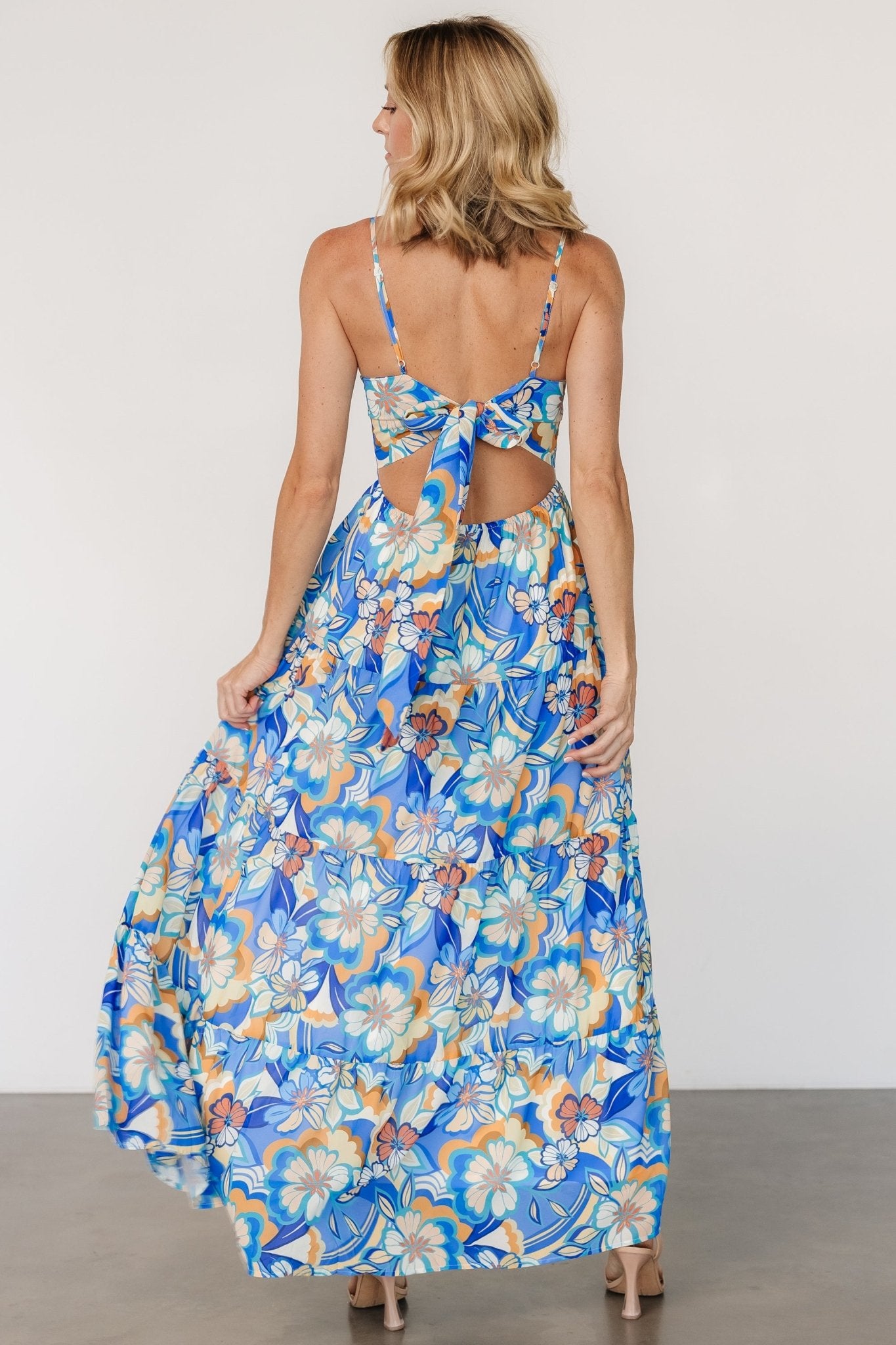 Jannica Tie Back Maxi Dress | Blue Multi Best Pices Sale Online