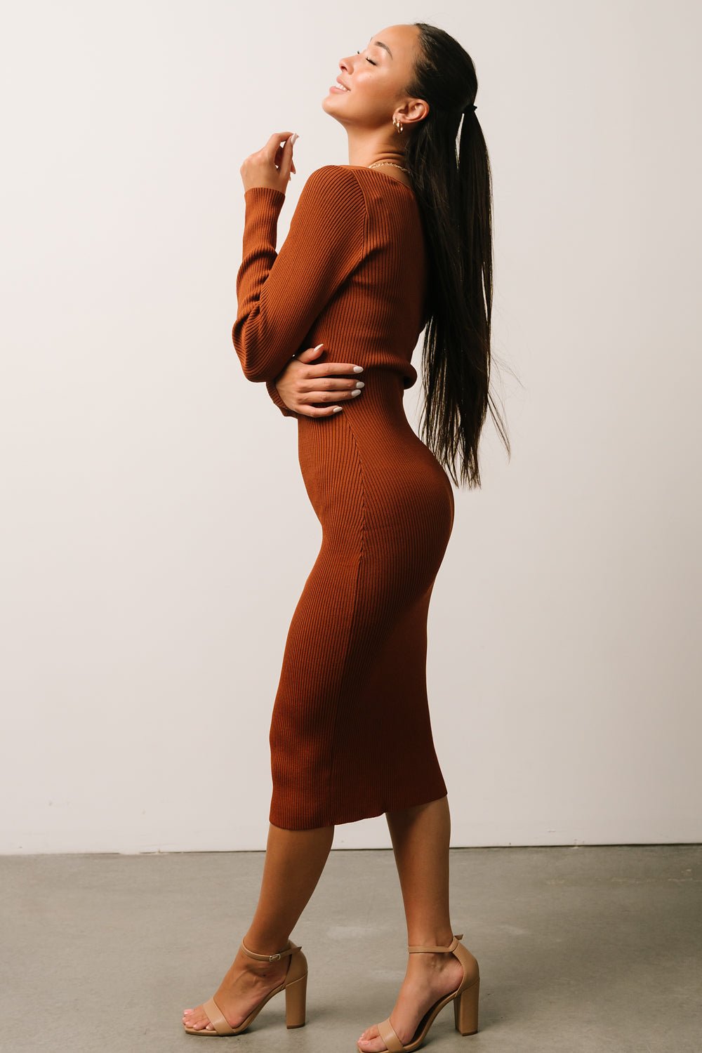 Waldorf Ribbed Midi Dress | Chestnut Cheap Sale Footaction