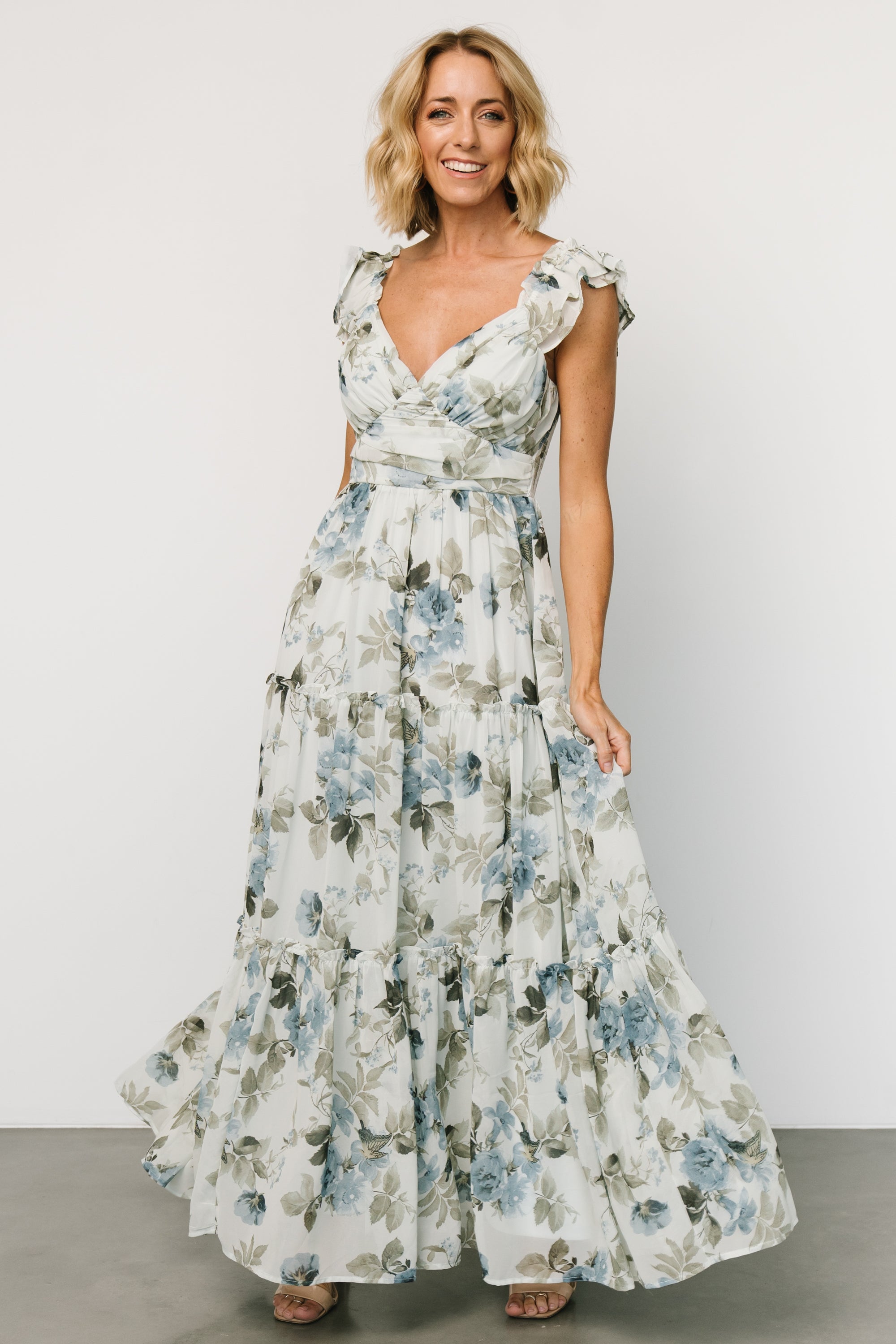 Martina Maxi Dress | Light Blue Floral Manchester Great Sale Cheap Online