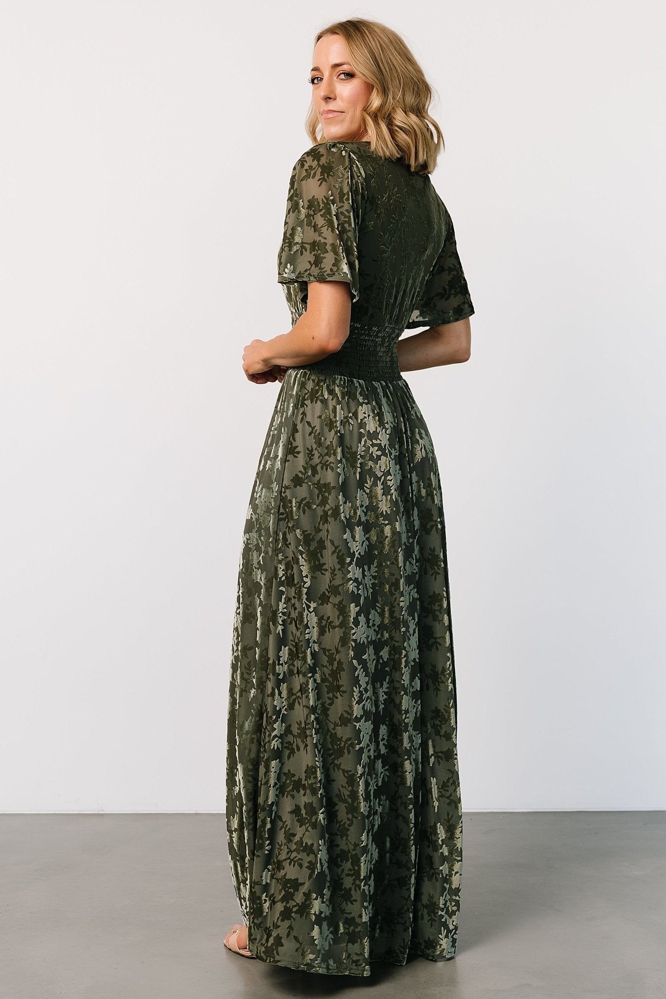 Veronica Velvet Maxi Dress | Dark Sage Clearance Official Site