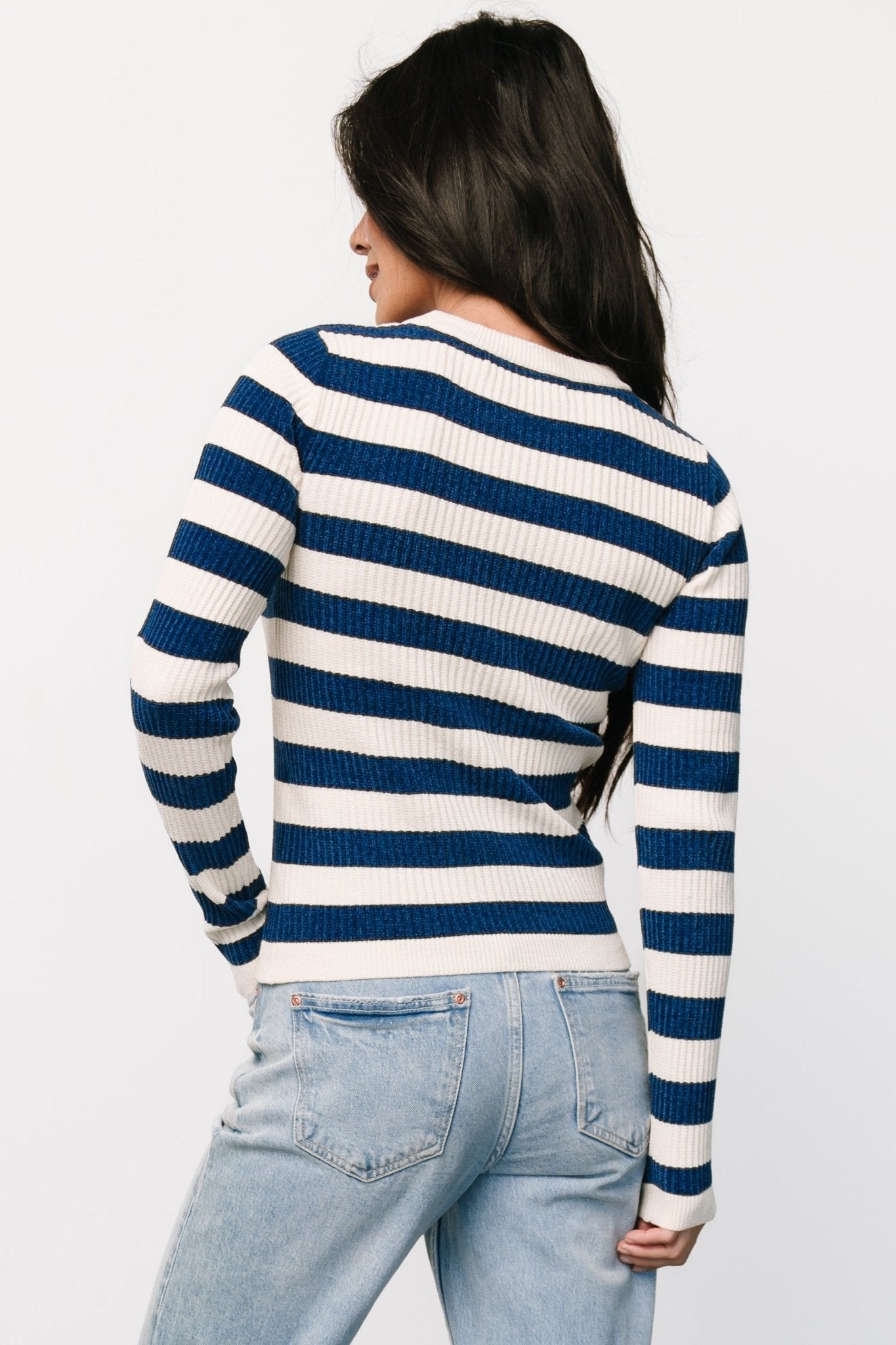 Milwaukee Striped Sweater | Blue + Ivory Real For Sale