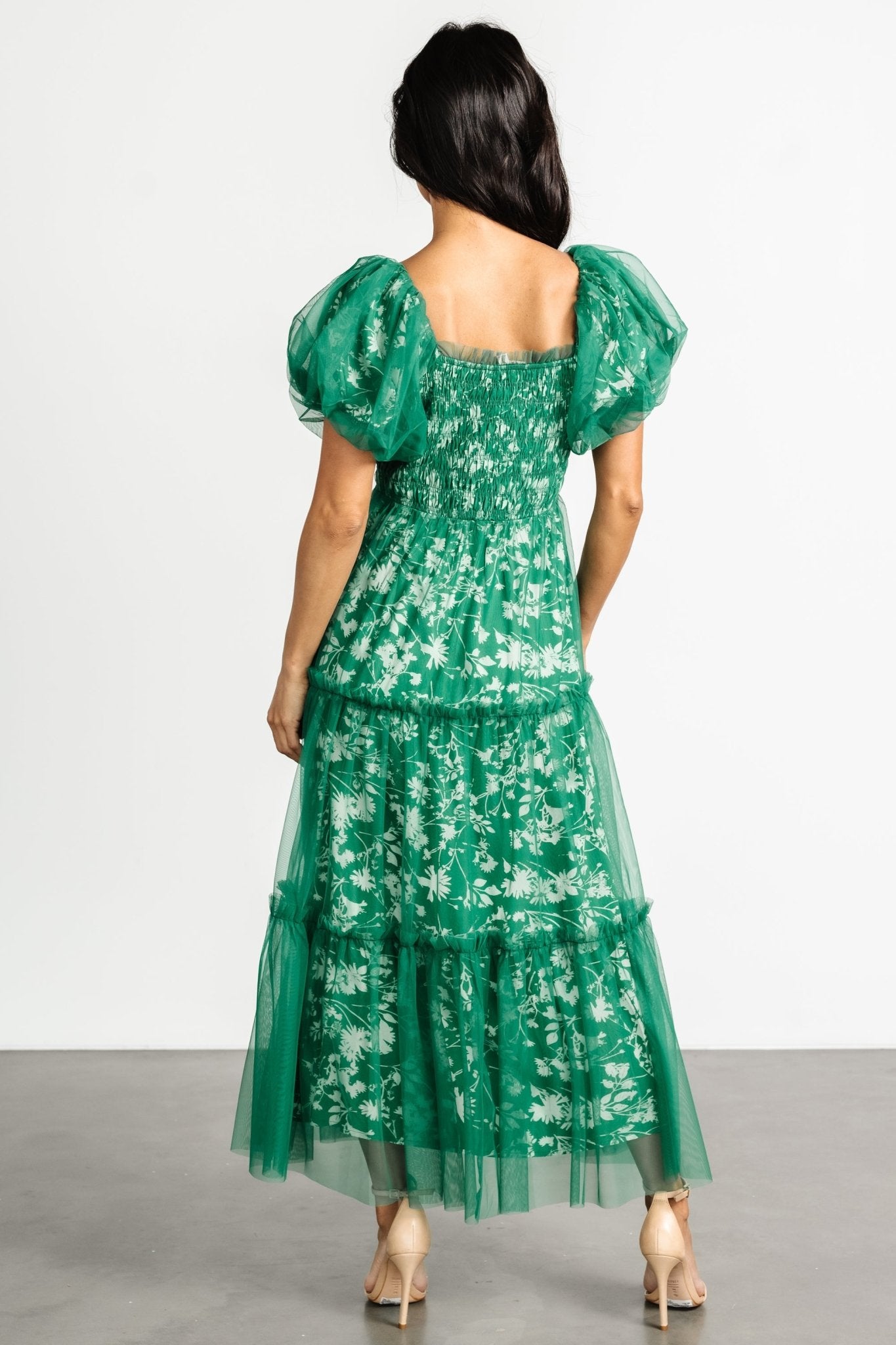 Doria Tulle Floral Maxi Dress | Green Explore Online