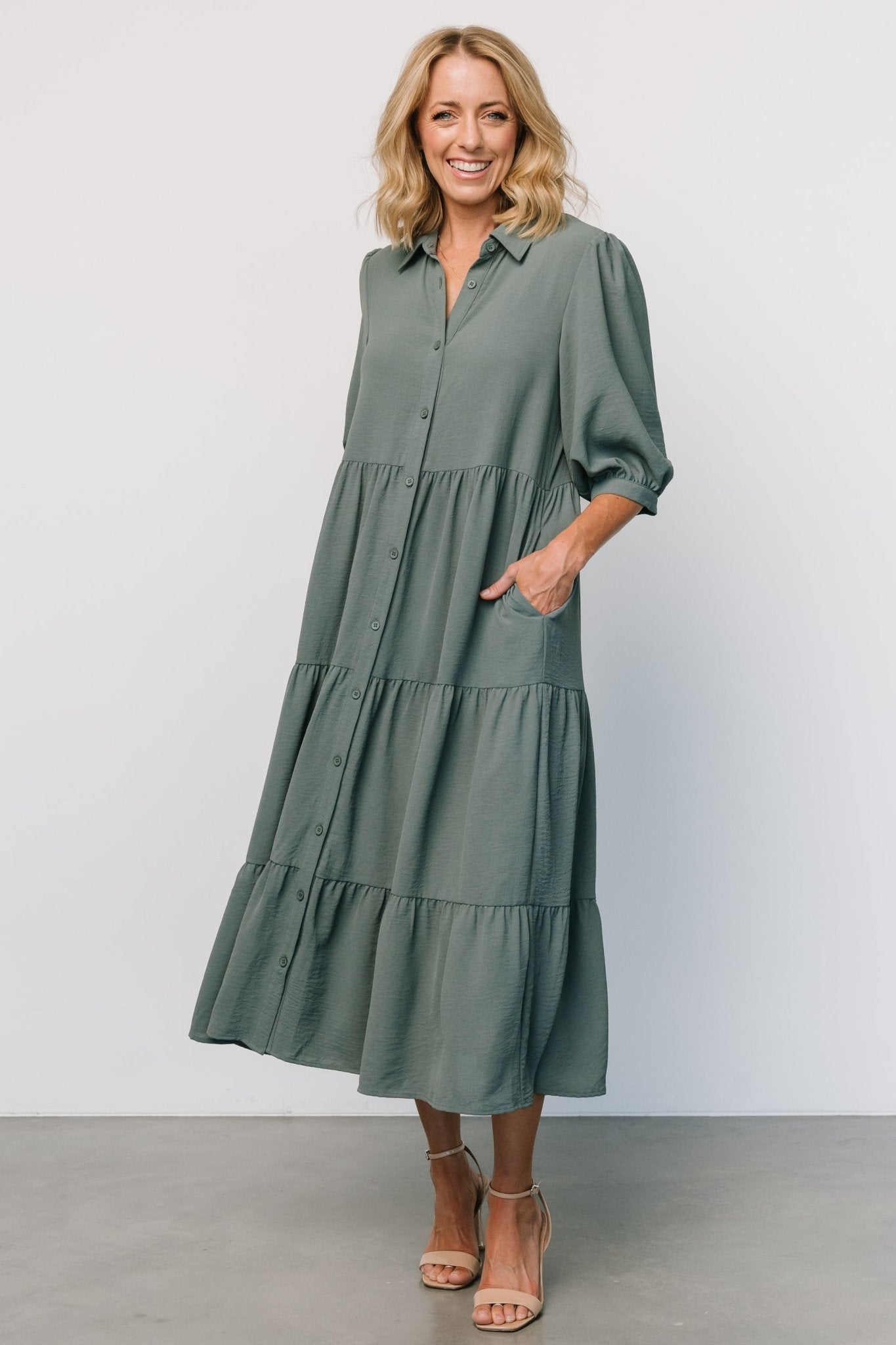 Sandy Button Tiered Dress | Jade Marketable Sale Online