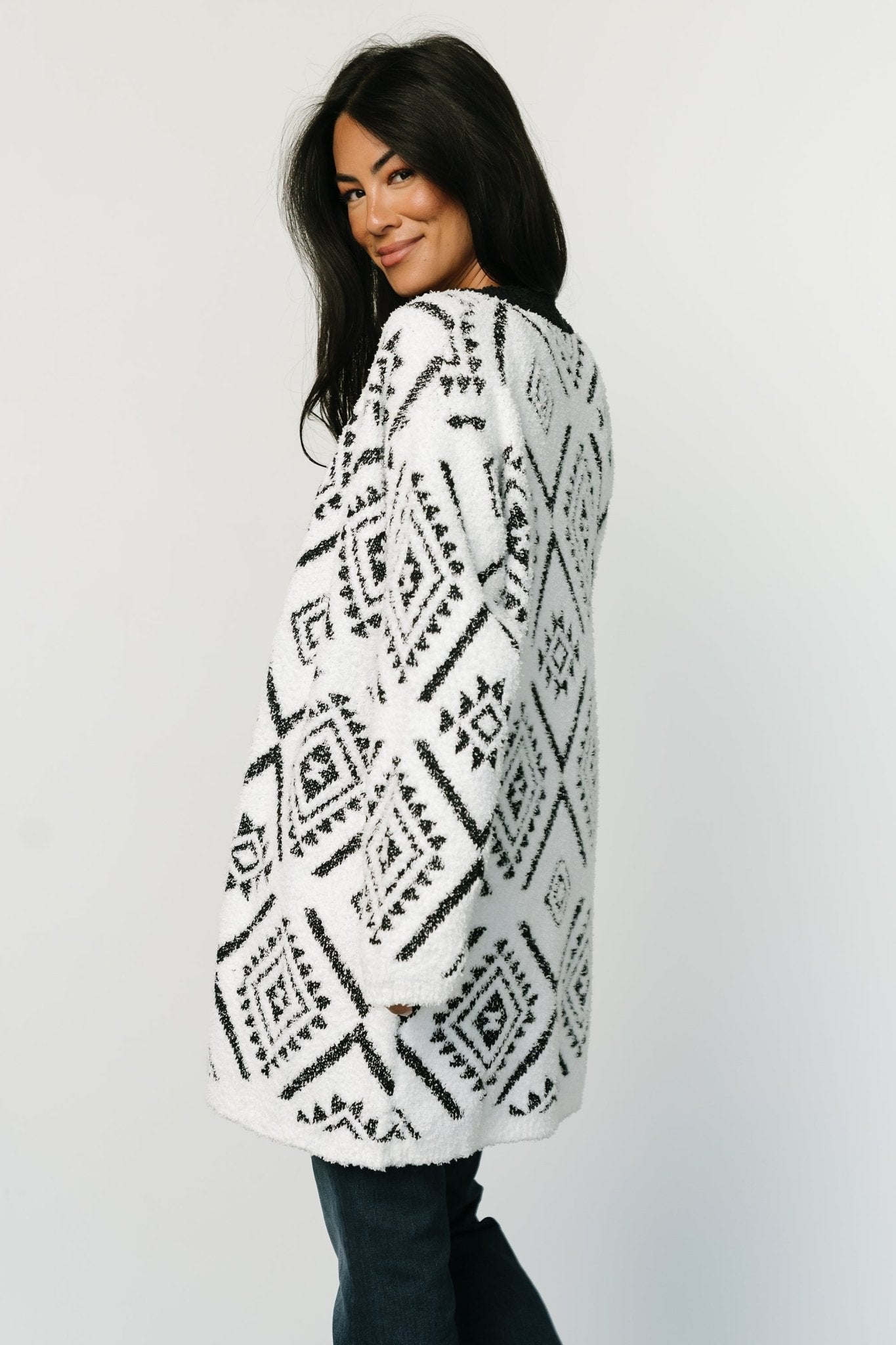 Jay Oversized Cardigan | White + Black Amazing Pice Cheap Online