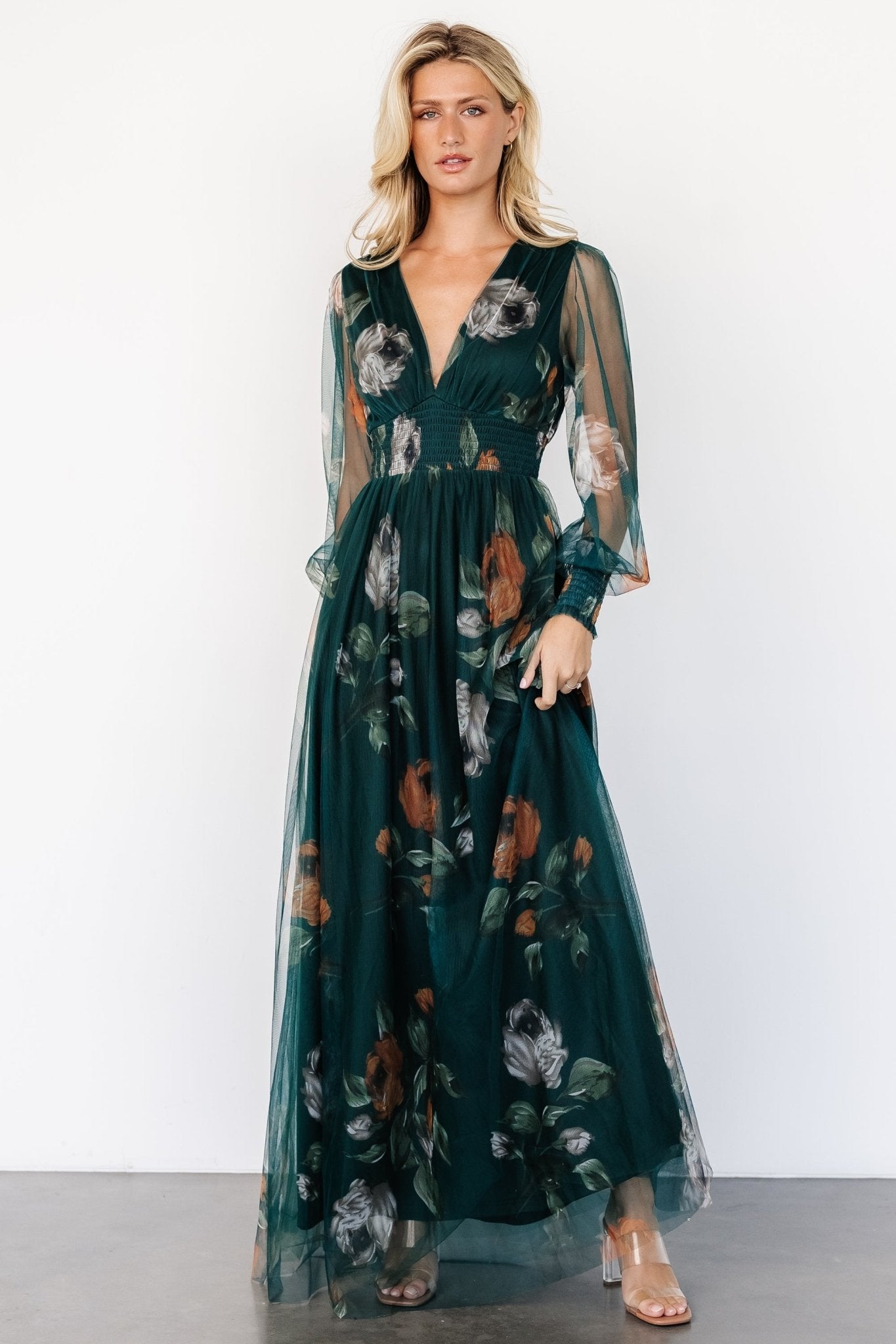 Layla Tulle Maxi Dress | Deep Topaz Floral Buy Cheap Explore