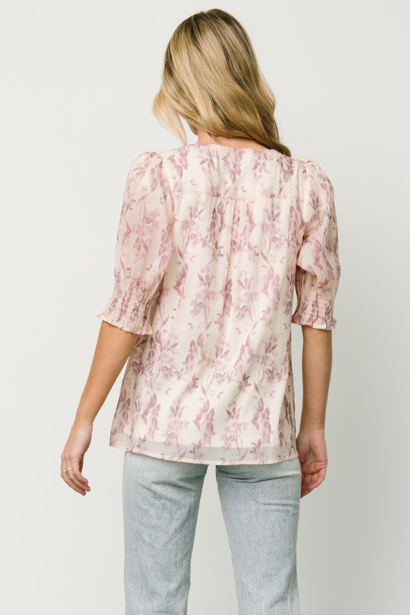 Cordova Top | Beige + Mauve Floral Discount Manchester