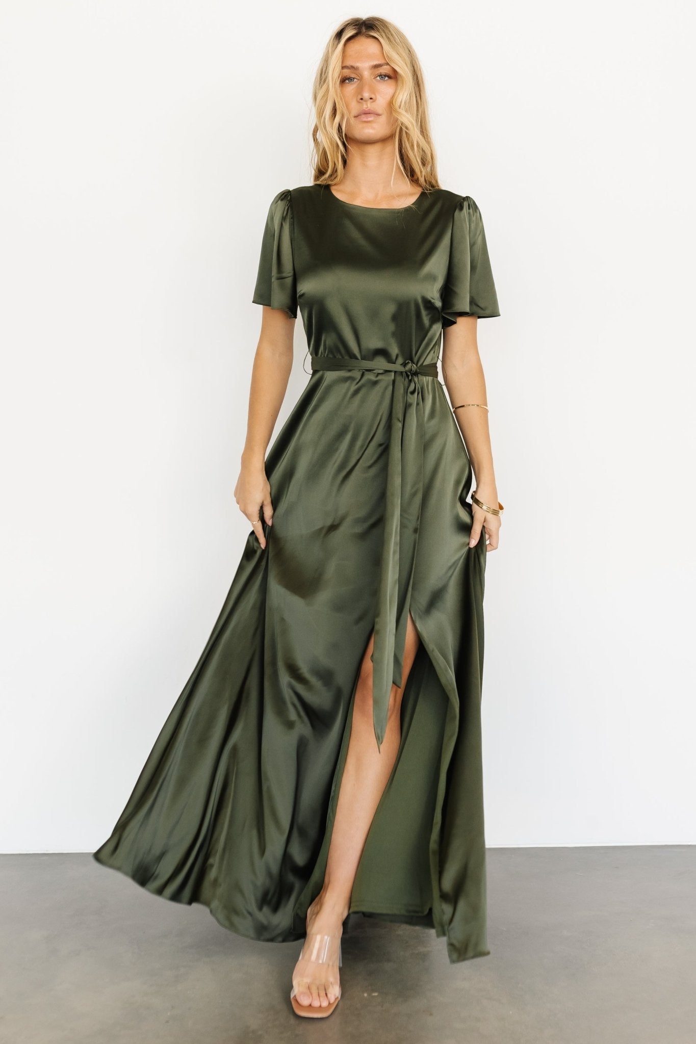 Agnes Satin Maxi Dress | Juniper Green Best Wholesale