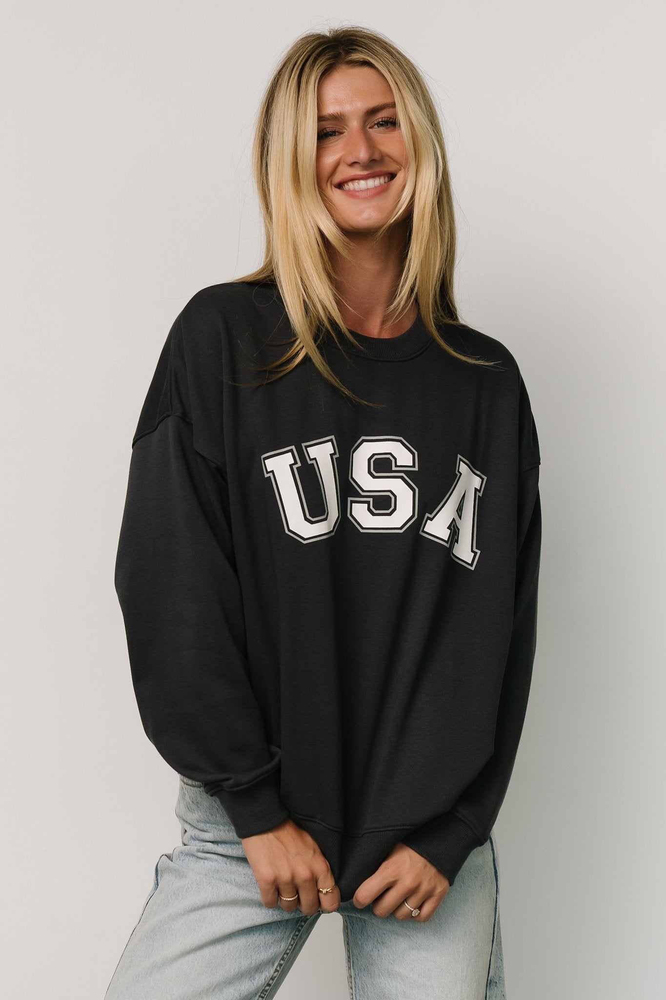 USA Oversized Sweatshirt | Navy Buy Cheap Explore