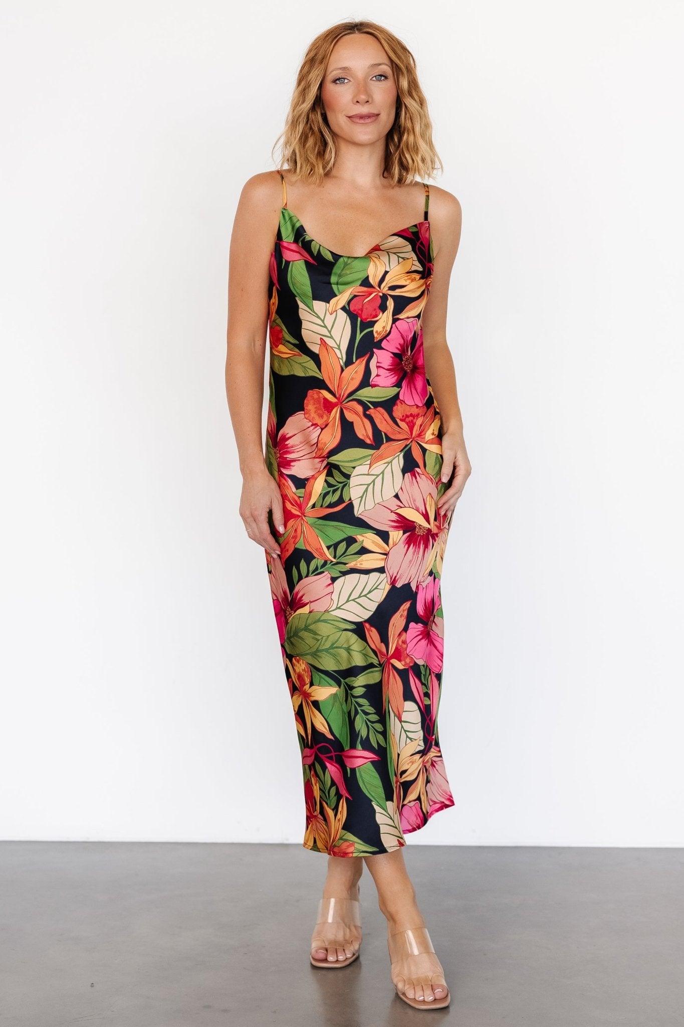 Kala Slip Midi Dress | Black Multi Floral Free Shipping Best Store To Get