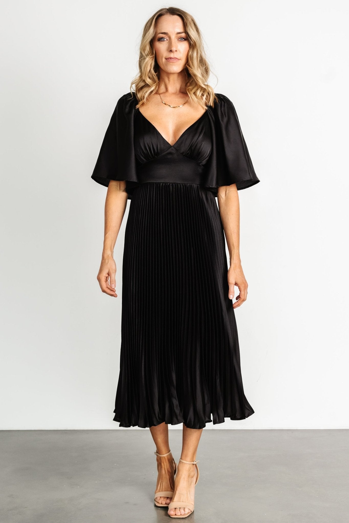 Aubree Pleated Dress | Black Low Cost For Sale