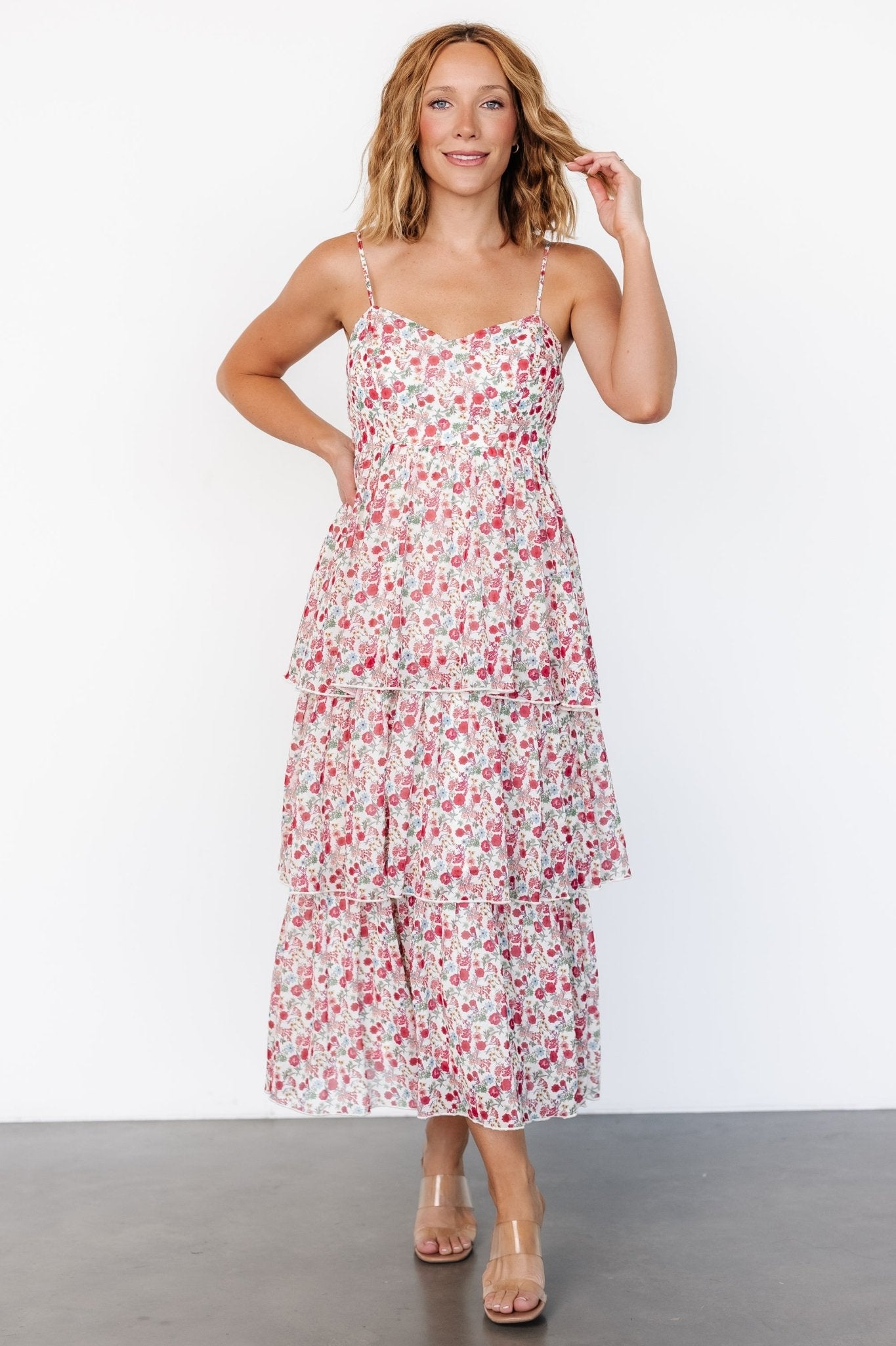 Caprice Tiered Dress | Cream Multi Floral Cheap Sale 2025