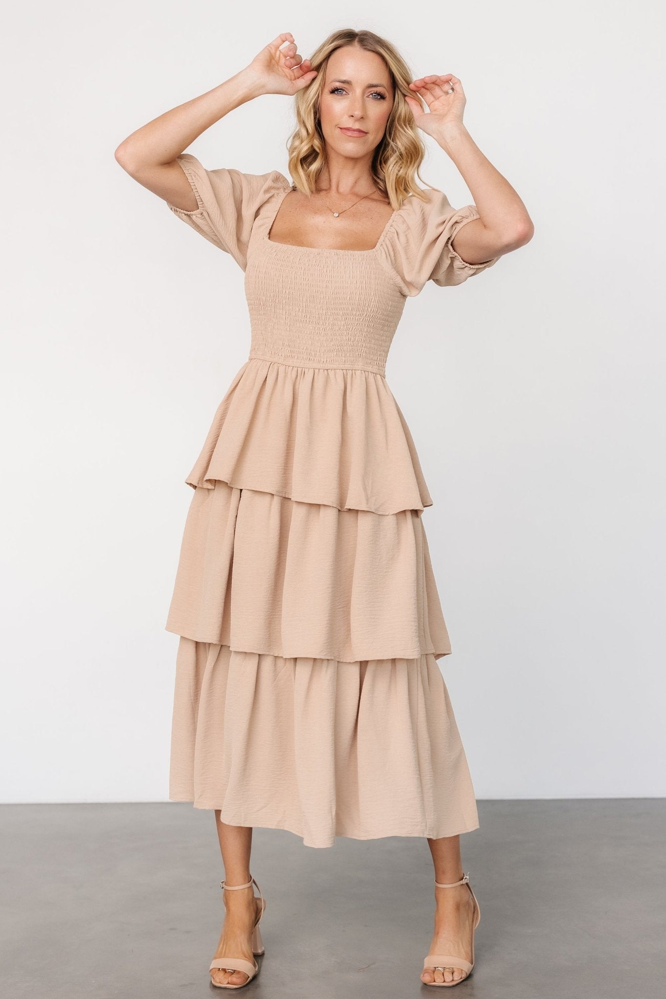 Ashbourne Tiered Dress | Taupe Buy Online Cheap Pice