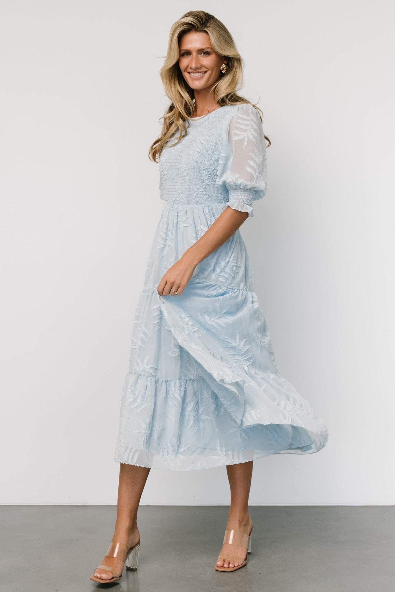 Nellie Smocked Midi Dress | Light Blue Clearance Good Selling