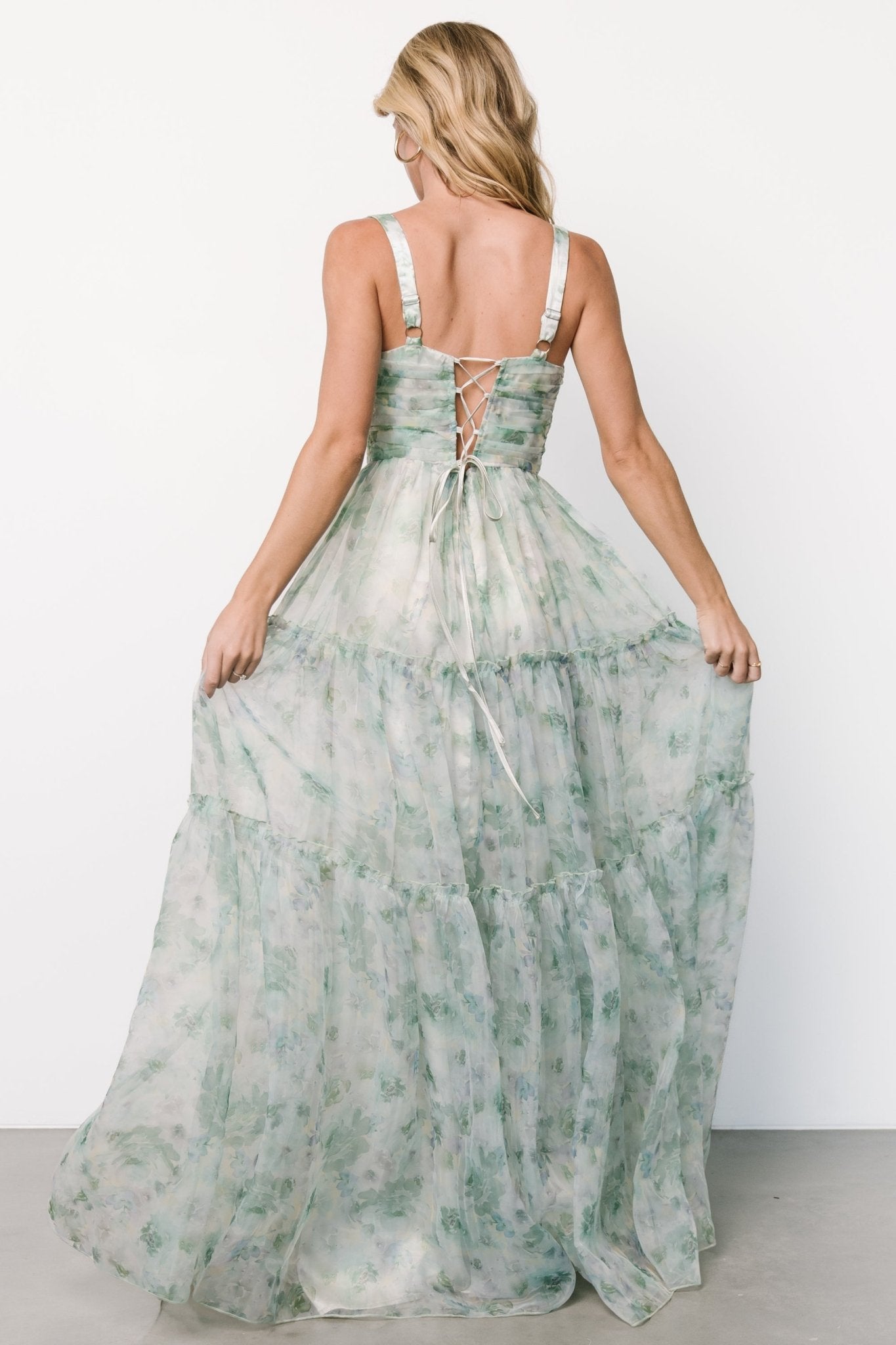 Sinclair Sweetheart Gown | Green Floral Outlet Great Deals