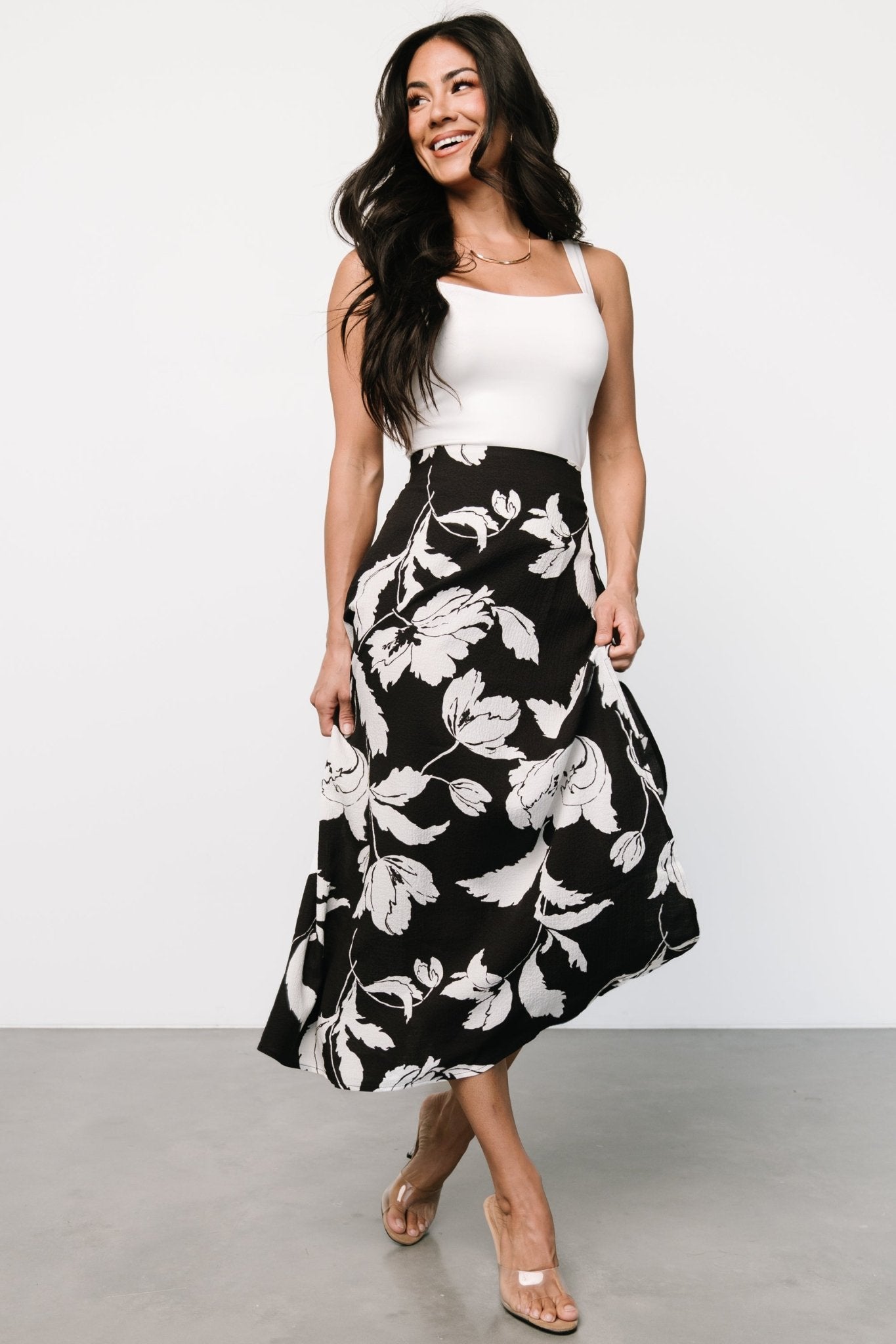 Osaka Midi Skirt | Black + White Floral Outlet Locations Cheap Pice