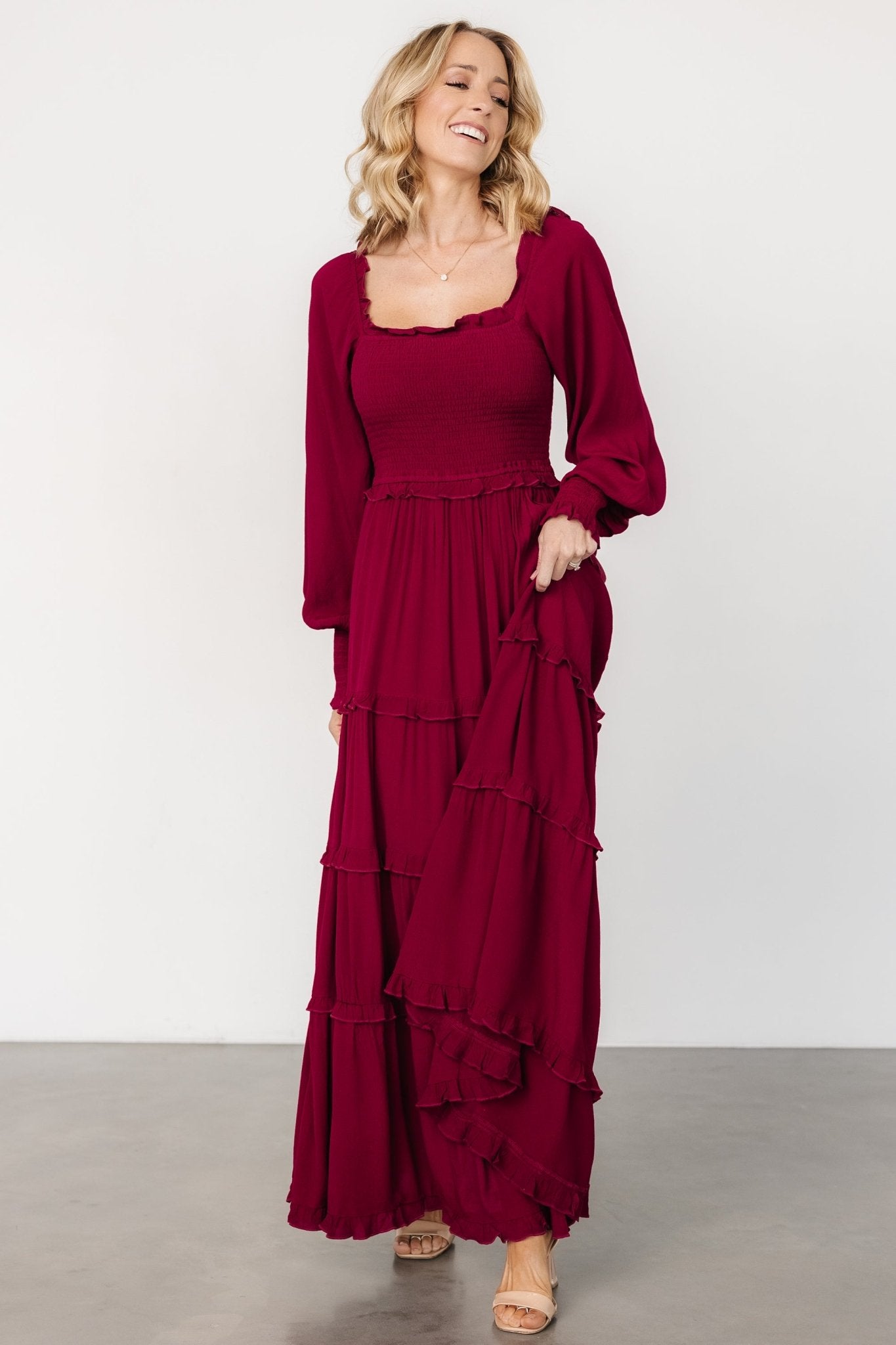 Lana Smocked Maxi Dress | Merlot Discount Nicekicks