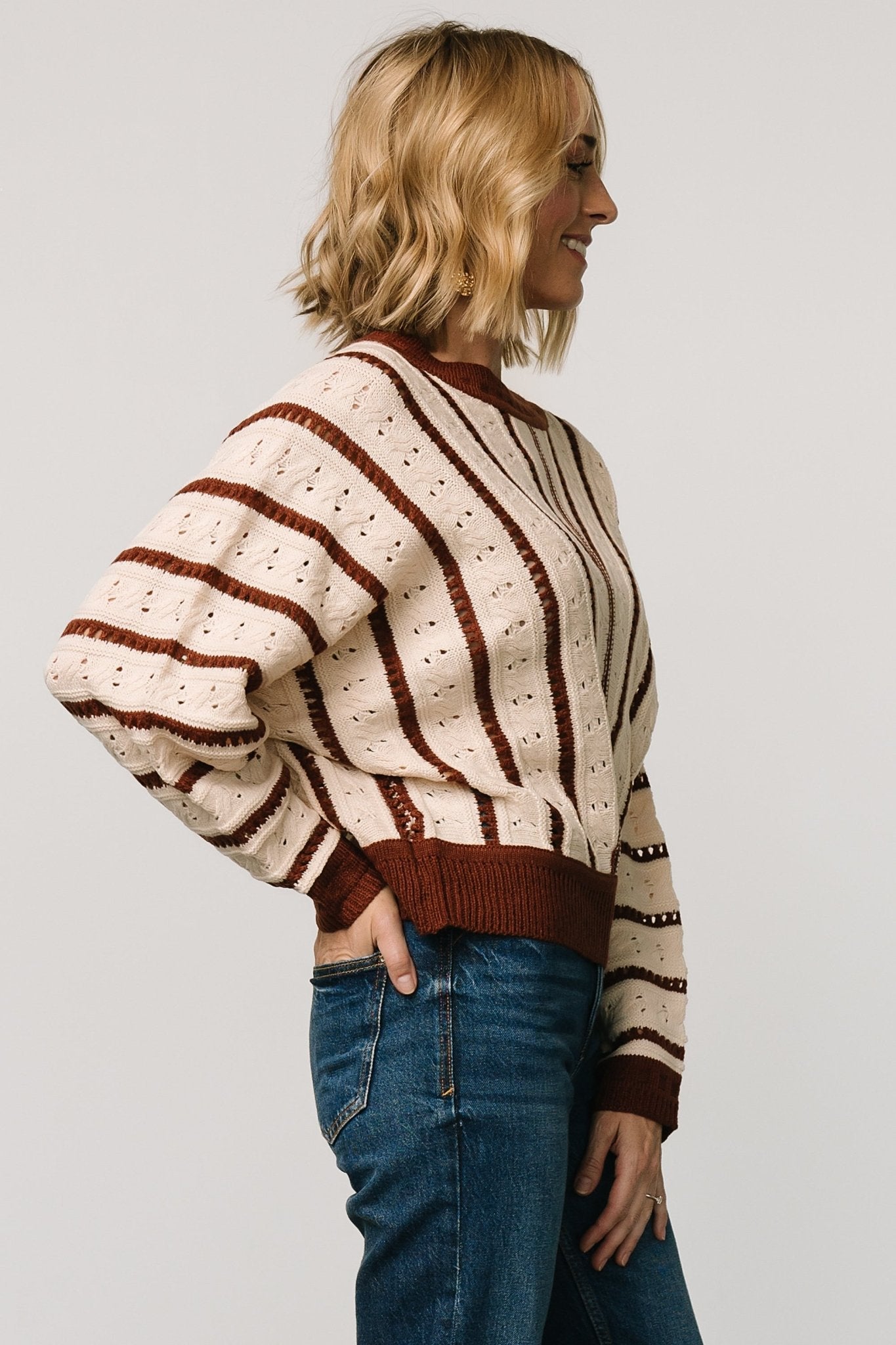 Paola Pointelle Sweater | Cream + Copper Wholesale Pice For Sale