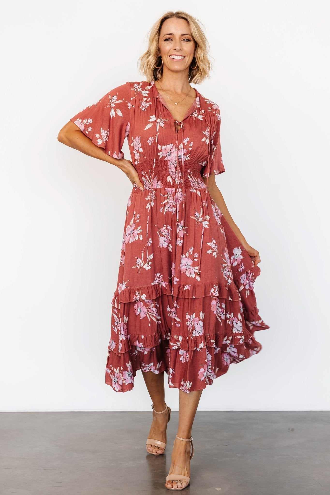 Spell Boho Midi Dress | Terracotta Floral Cheap Sale Many Kinds Of