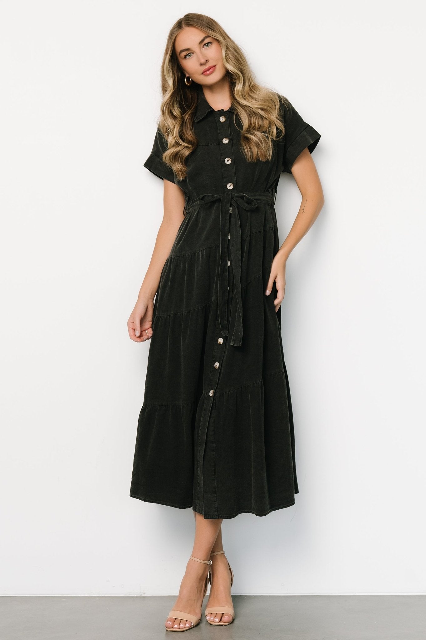 Logan Button Up Dress | Black Outlet New