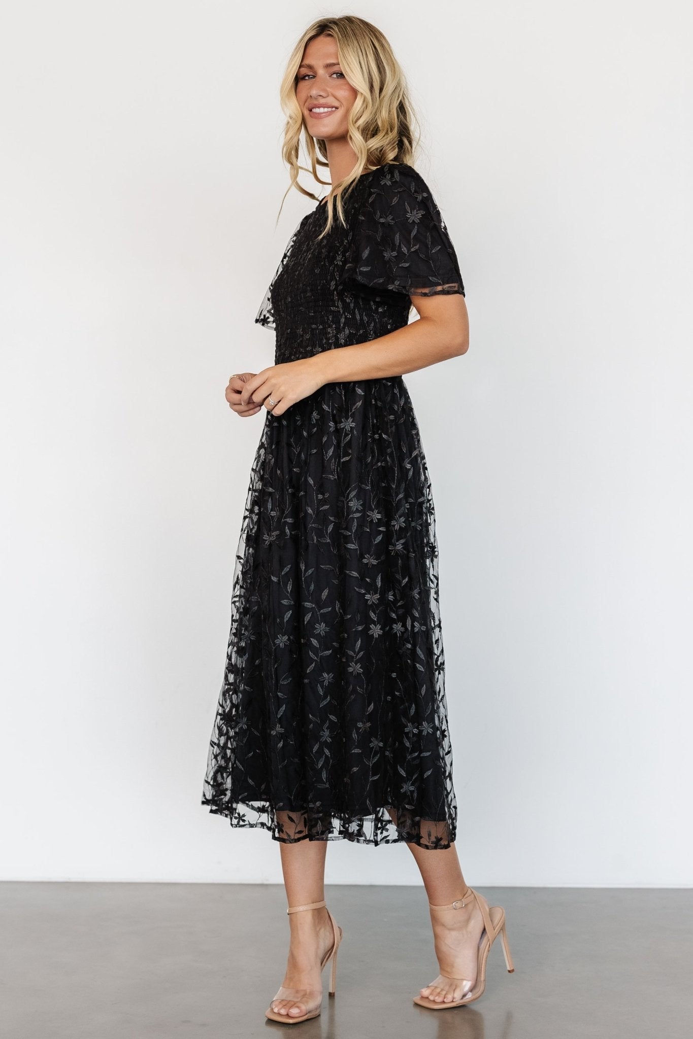 Cara Embroidered Midi Dress | Black Outlet Free Shipping Authentic