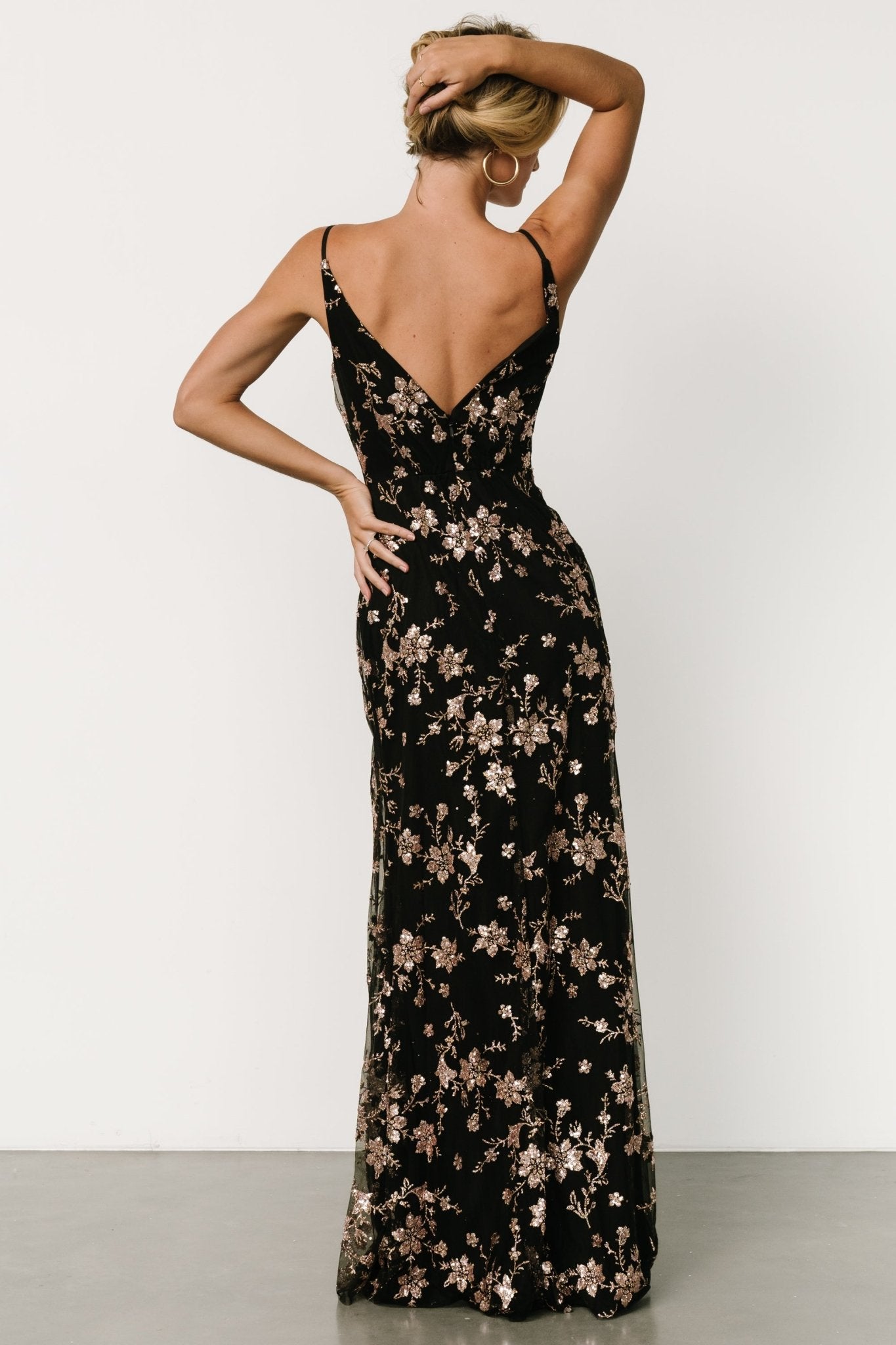 Marcia Sparkle Gown | Black + Rose Gold Buy Cheap Comfortable