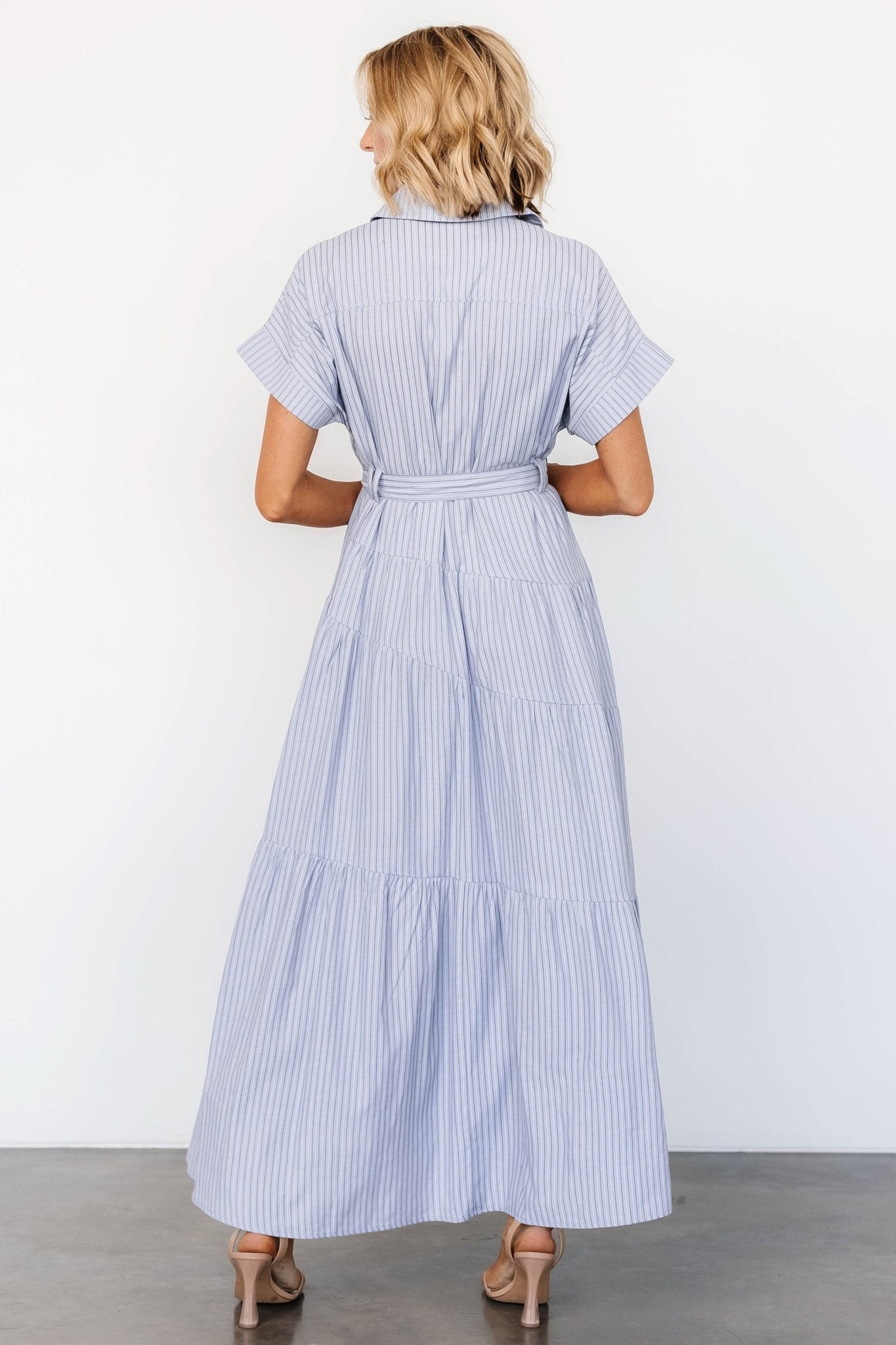 Covey Button Up Maxi Dress | Blue Stripe Hot Sale Cheap Pice