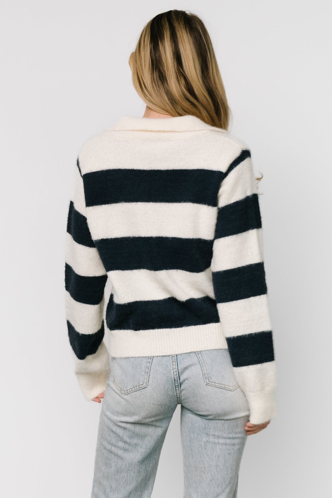 Heather Striped Sweater | Cream + Navy Footlocker For Sale