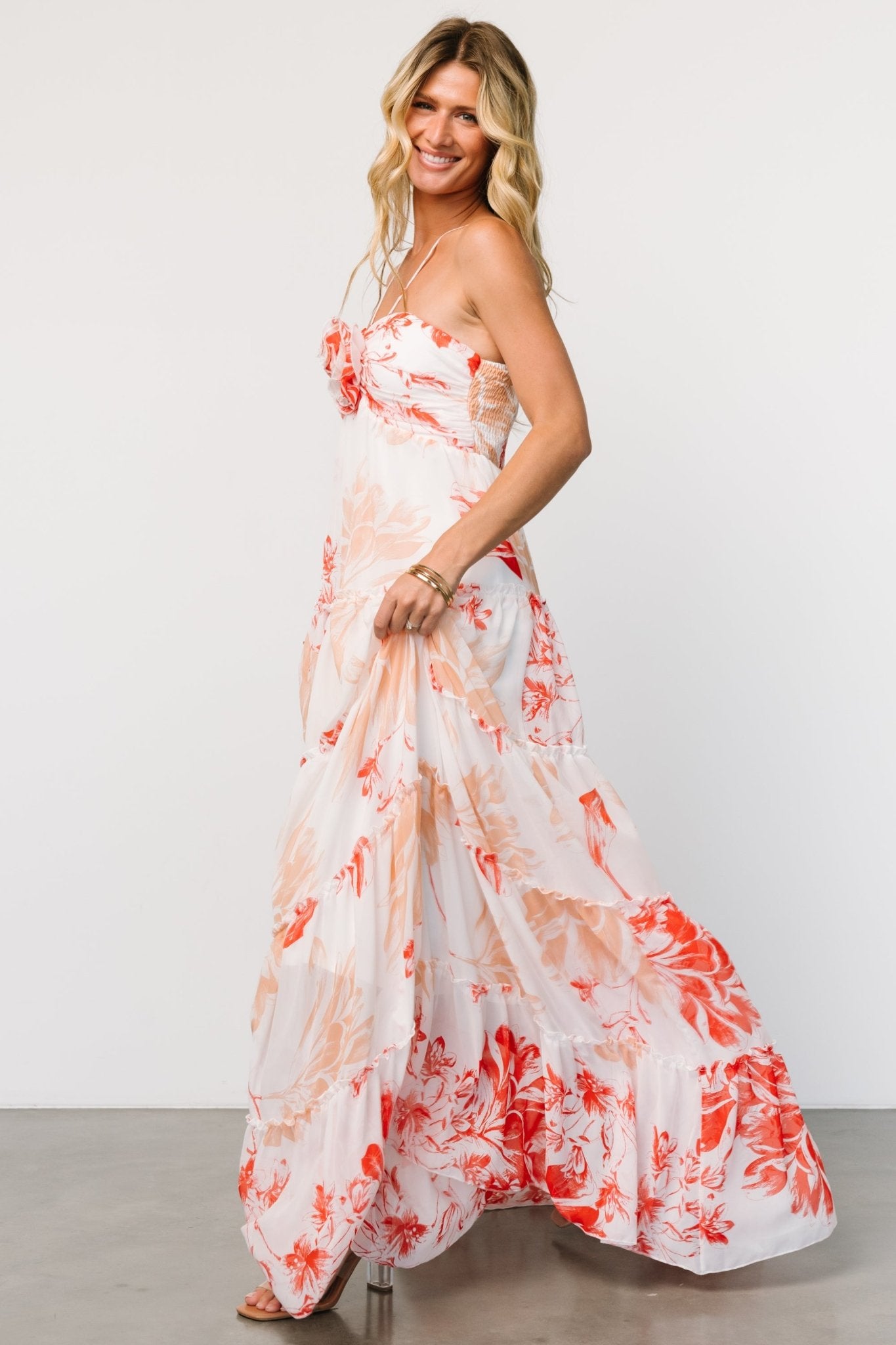 Charmaine Maxi Dress | Red + Natural Floral Best Place Sale Online