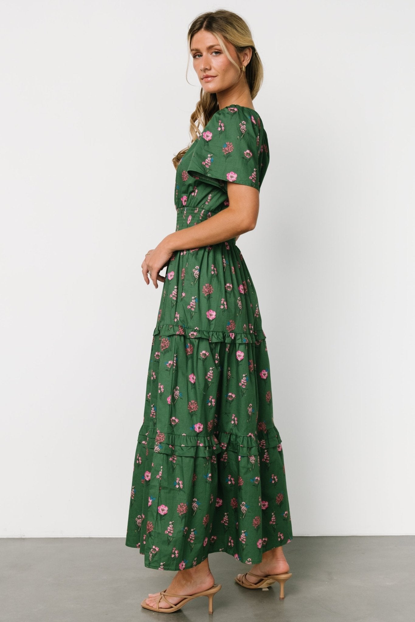 Kiana Poplin Maxi Dress | Green + Pink Buy Cheap Best Store To Get