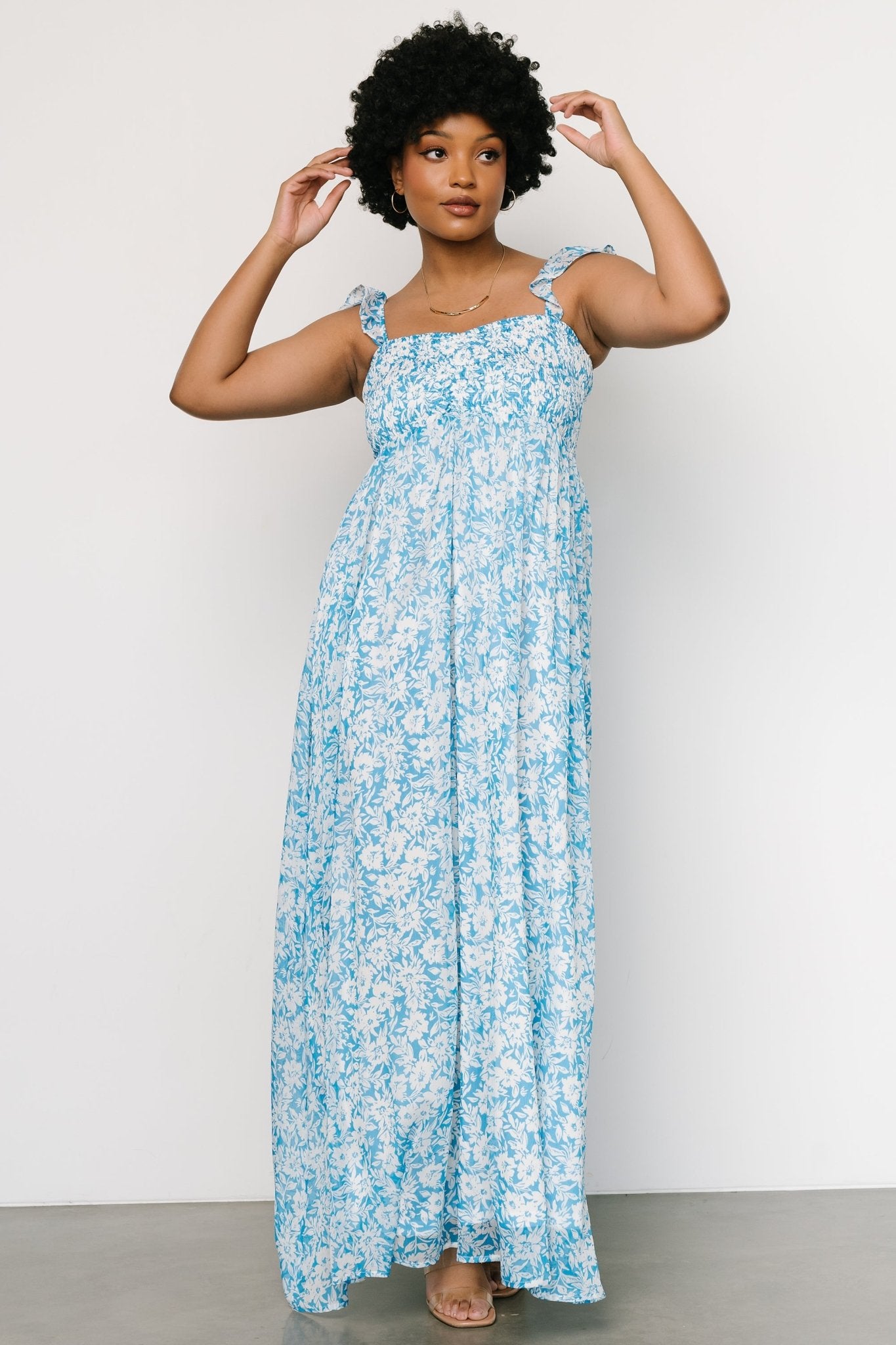 Evanthe Maxi Dress | Blue + White Floral Original Online