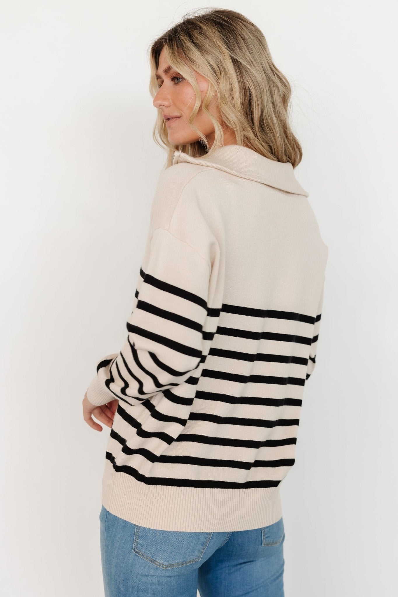 Sterling Half Zip Sweater | Beige + Black Visa Payment