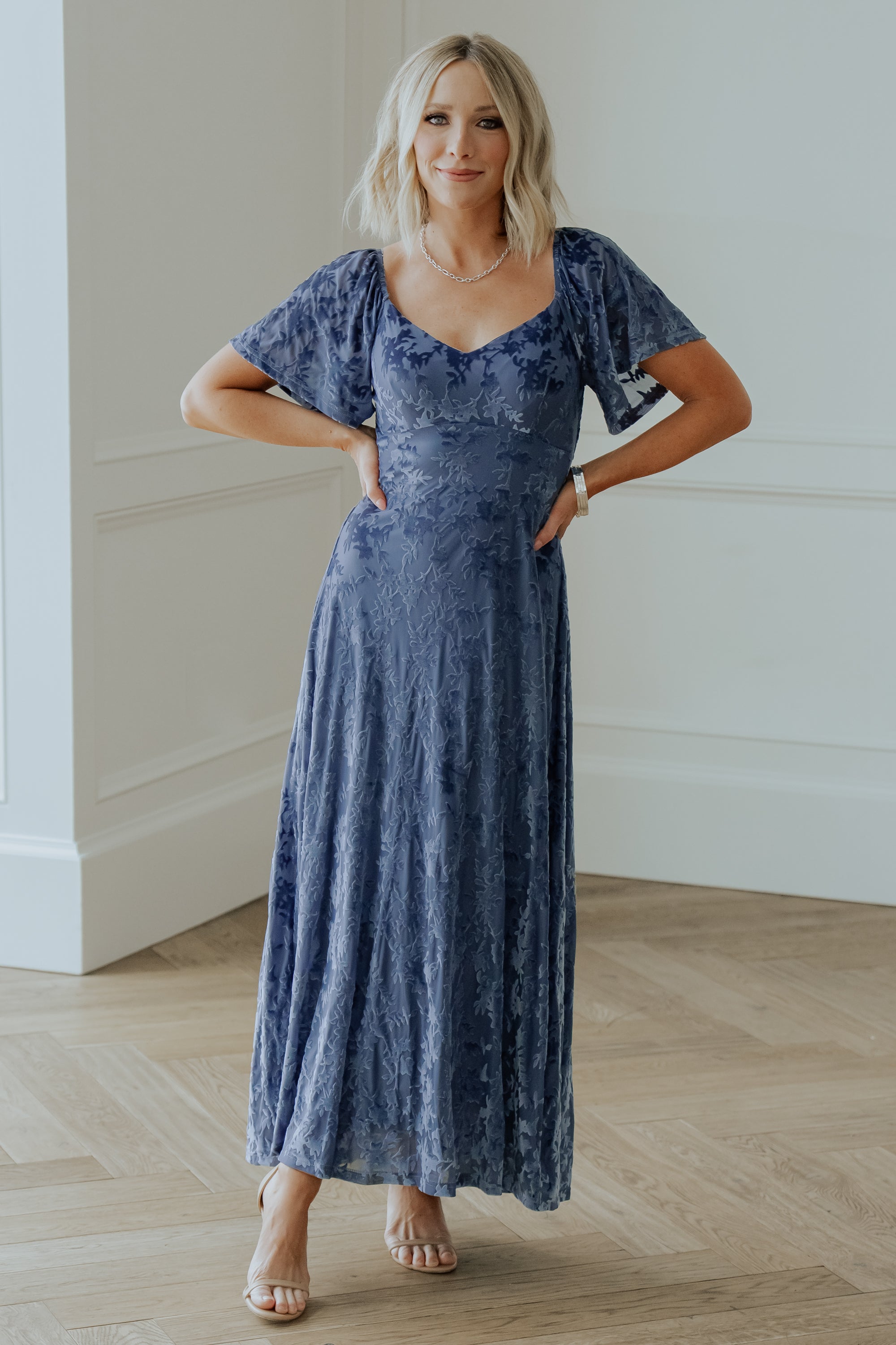 Everley Velvet Maxi Dress | Whisper Blue Buy Cheap Manchester Great Sale