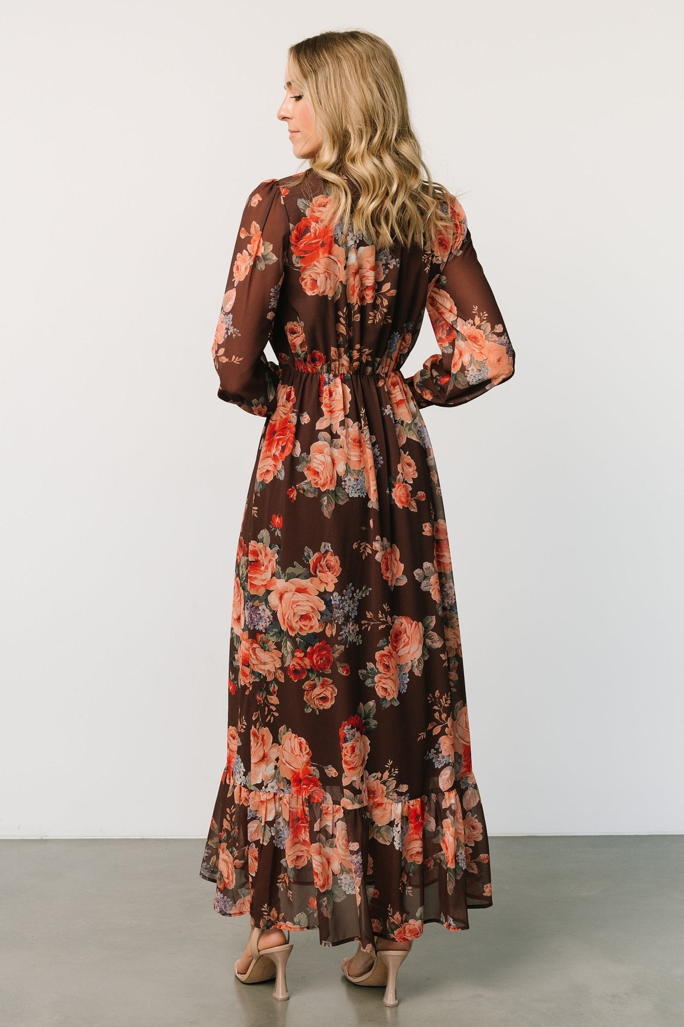 Luciana Maxi Dress | Brown Floral Best Sale Online