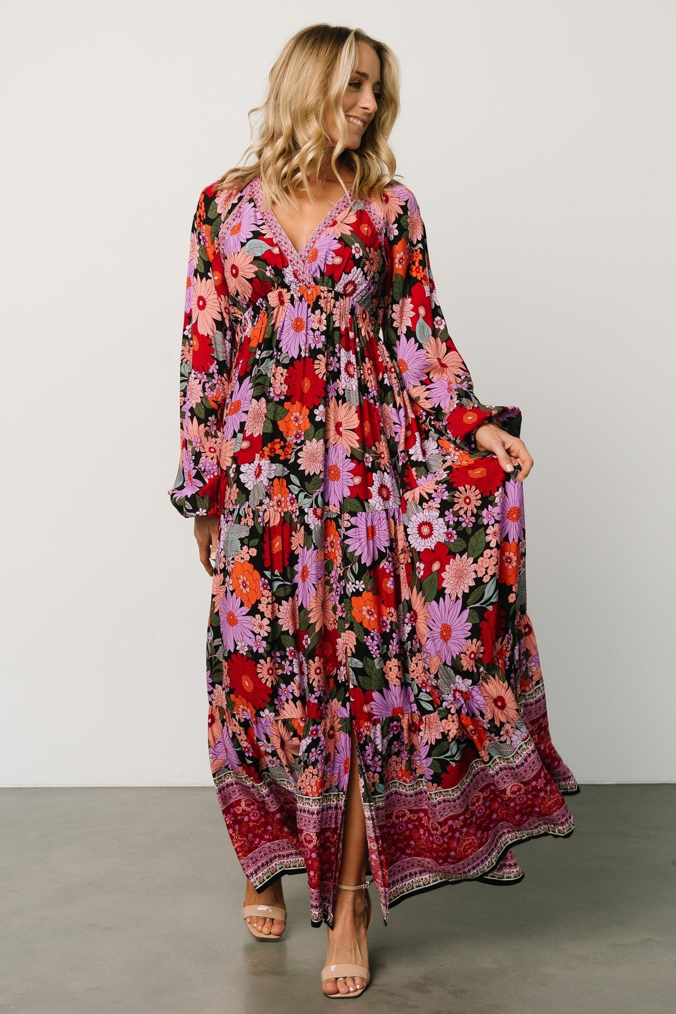 Malena Maxi Dress | Black Multi How Much Cheap Online