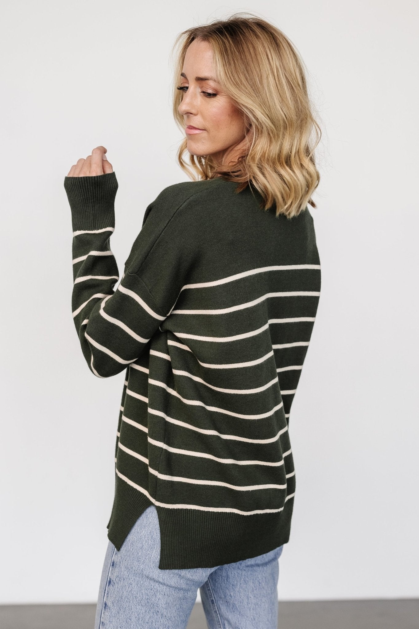 Colmar Striped Sweater | Pine + Cream Best Wholesale Cheap Pice