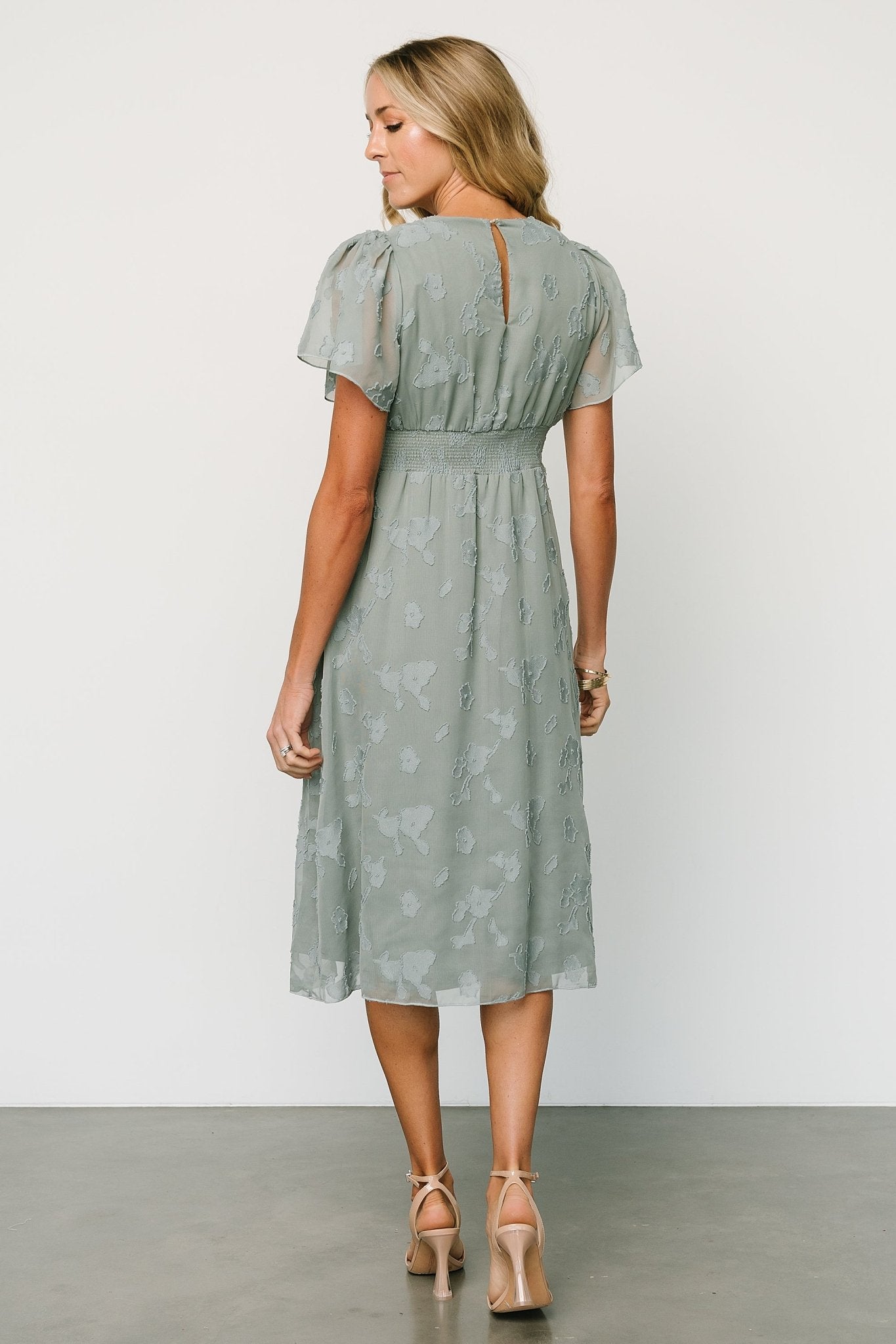 June Smocked Midi Dress | Eucalyptus Buy Cheap Outlet Locations