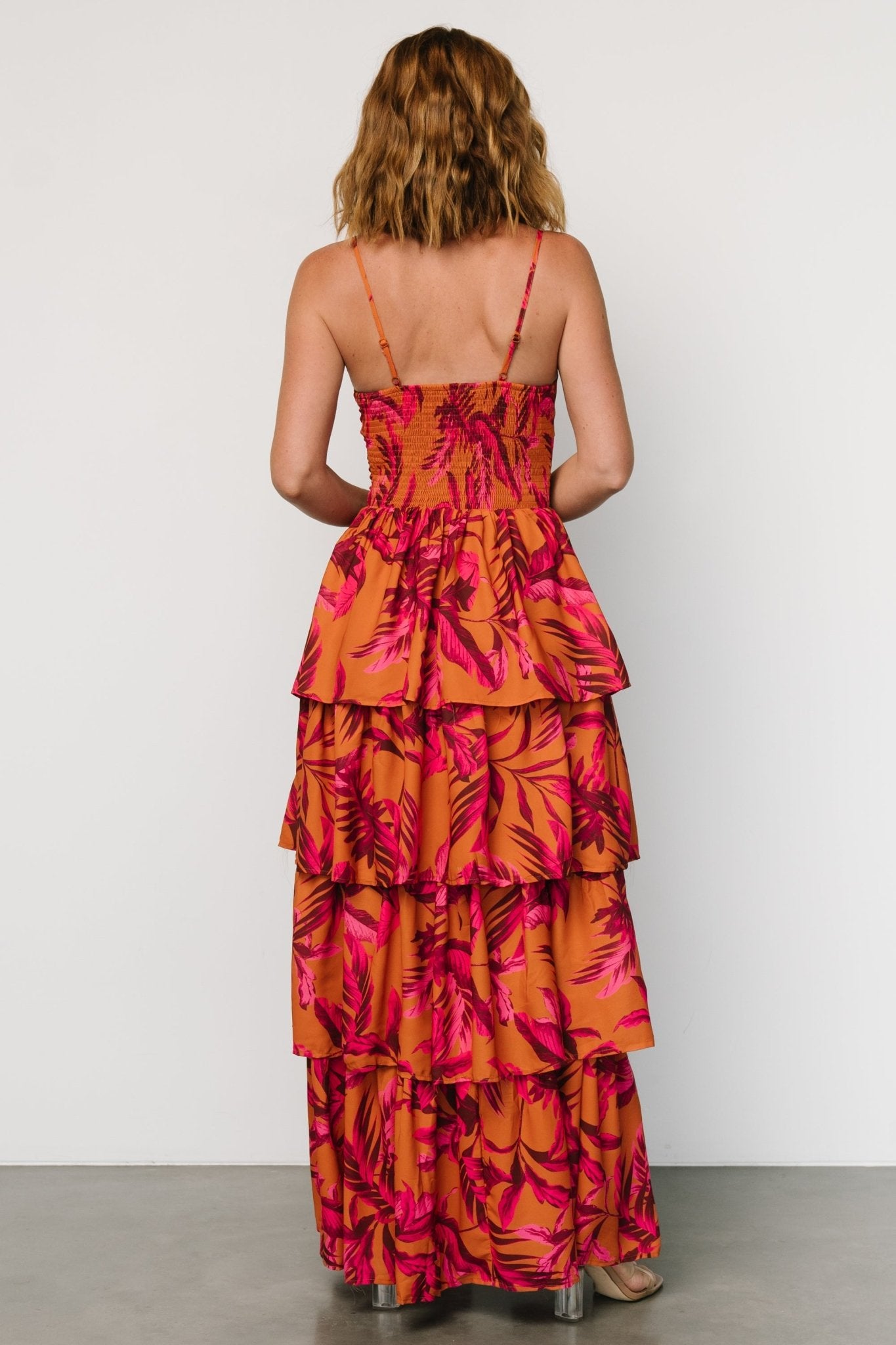 Joree Tiered Maxi Dress | Ginger + Fuschia Multi 100% Authentic