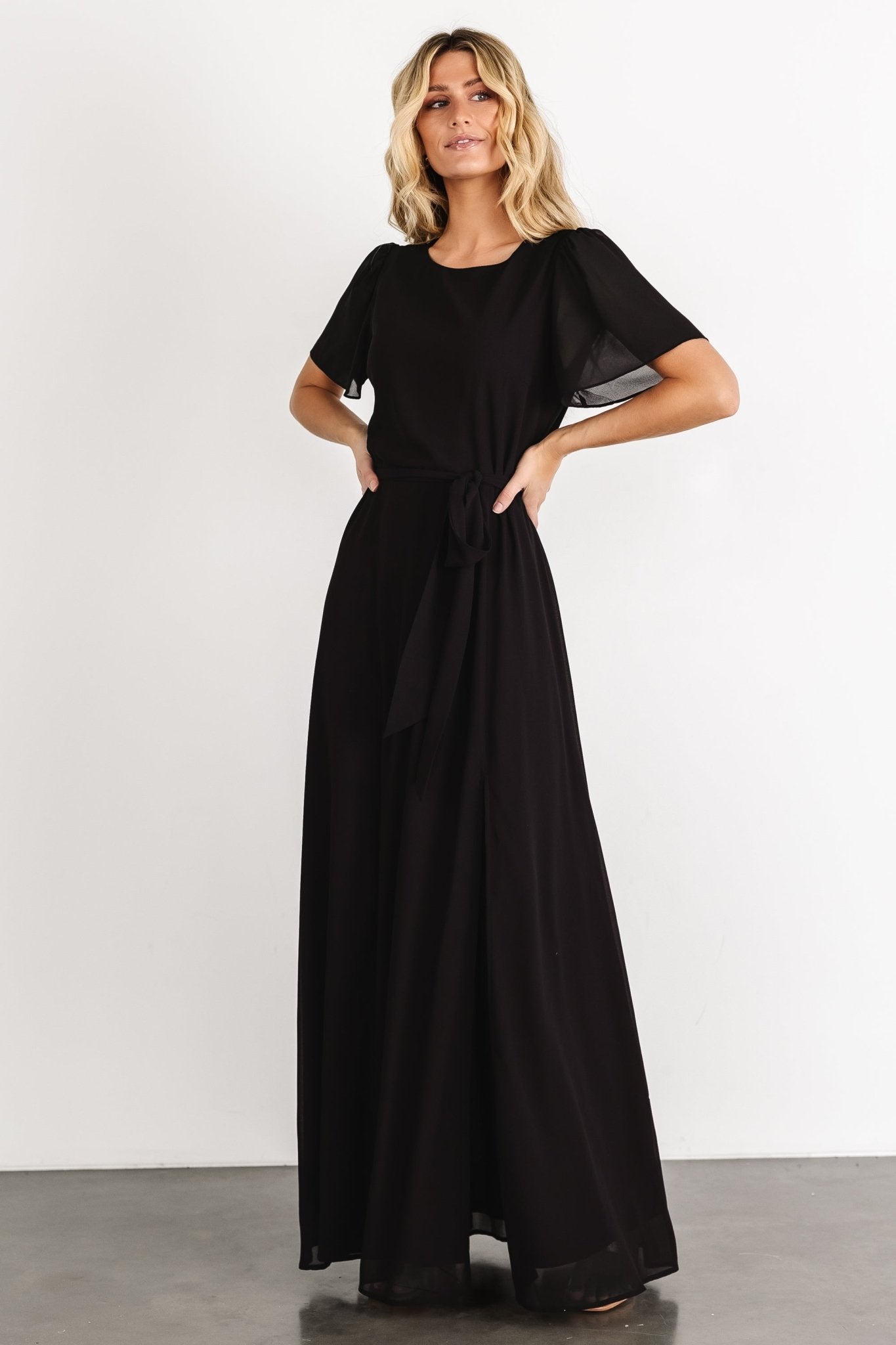 Naomi Short Sleeve Maxi Dress | Black Discounts Sale Online