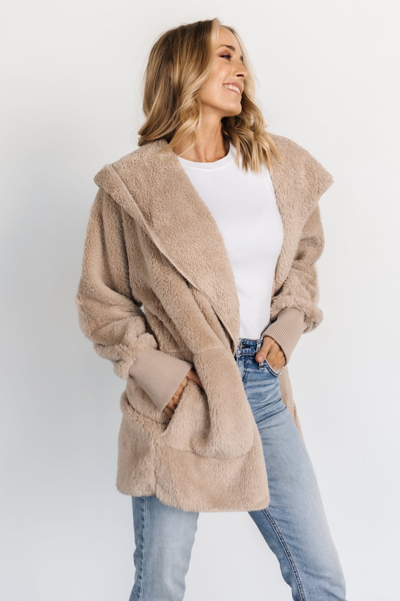 Melrose Teddy Jacket | Taupe Sale Deals