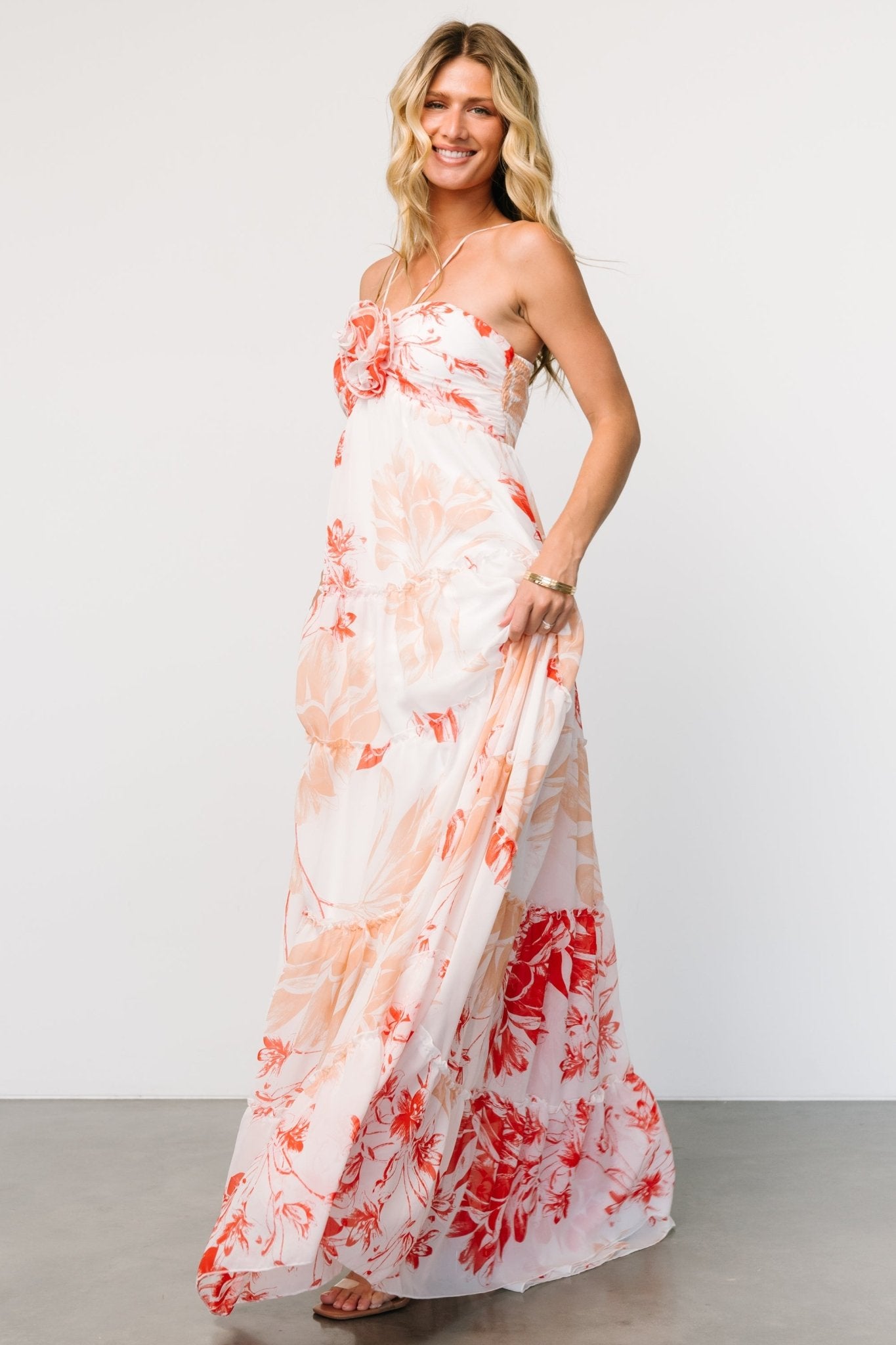 Charmaine Maxi Dress | Red + Natural Floral Best Place Sale Online