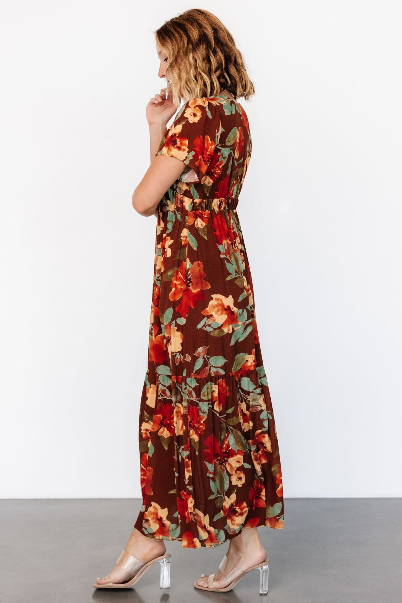 Cassie Short Sleeve Dress | Copper Floral Cheap Pice Free Shipping