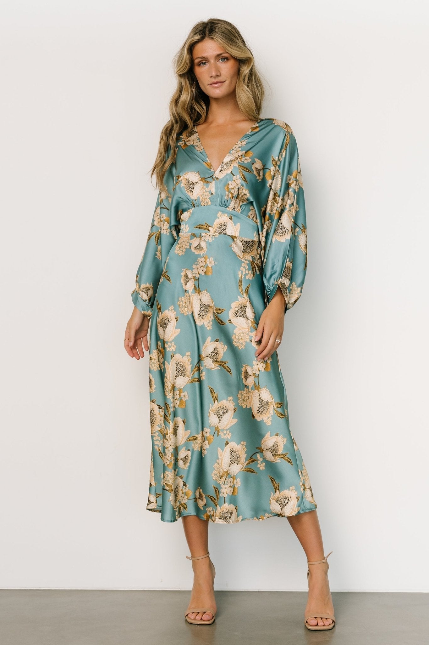 Joni Satin Midi Dress | Blue Multi Cheap Sale Low Pice